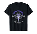 Anti Social Butterfly Moth Gift Dark T-Shirt - Minimalist Print Unisex - T-Shirt, Sweatshirt, Hoodie