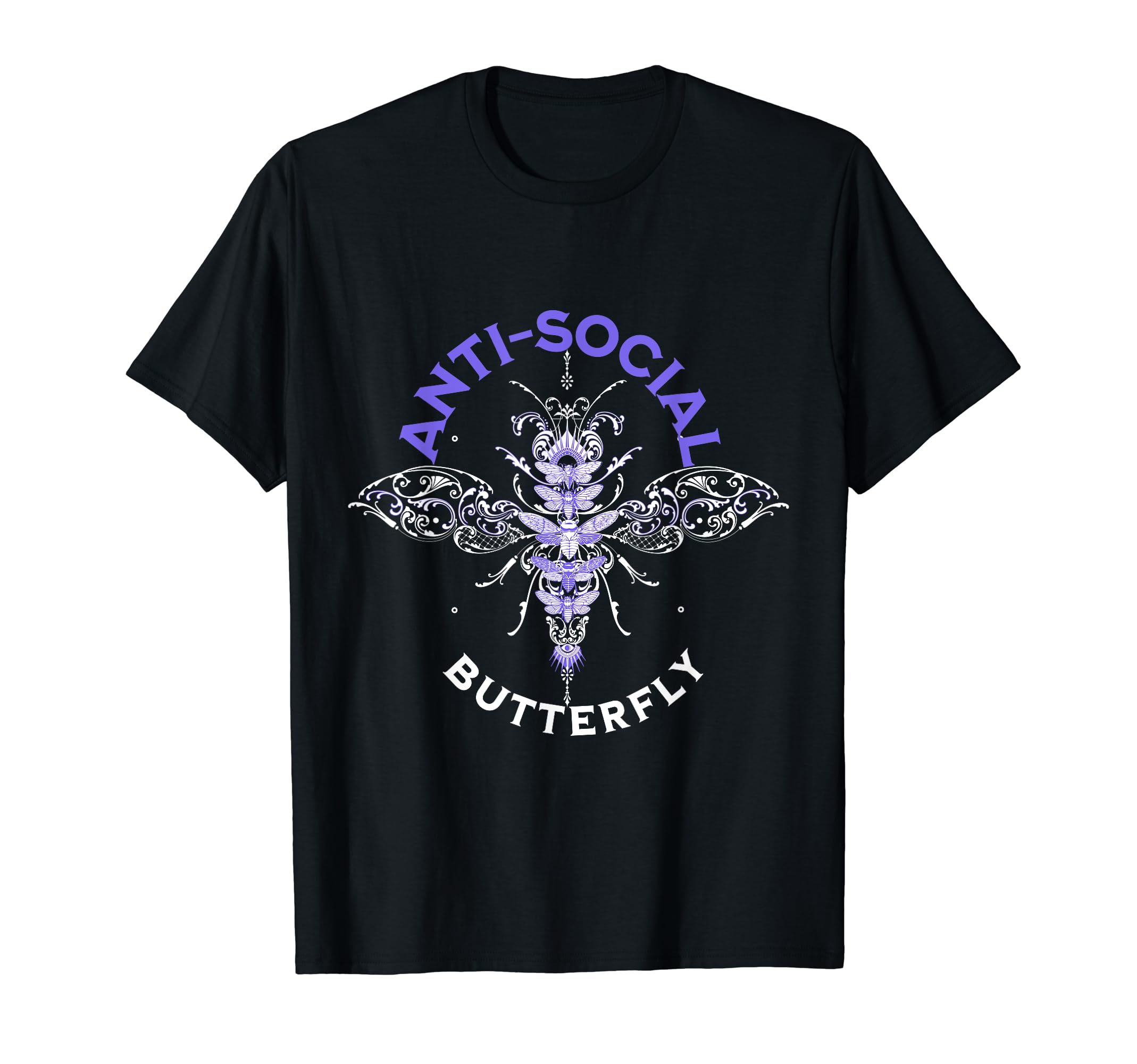 Anti Social Butterfly Moth Gift Dark T-Shirt - Minimalist Print Unisex - T-Shirt, Sweatshirt, Hoodie