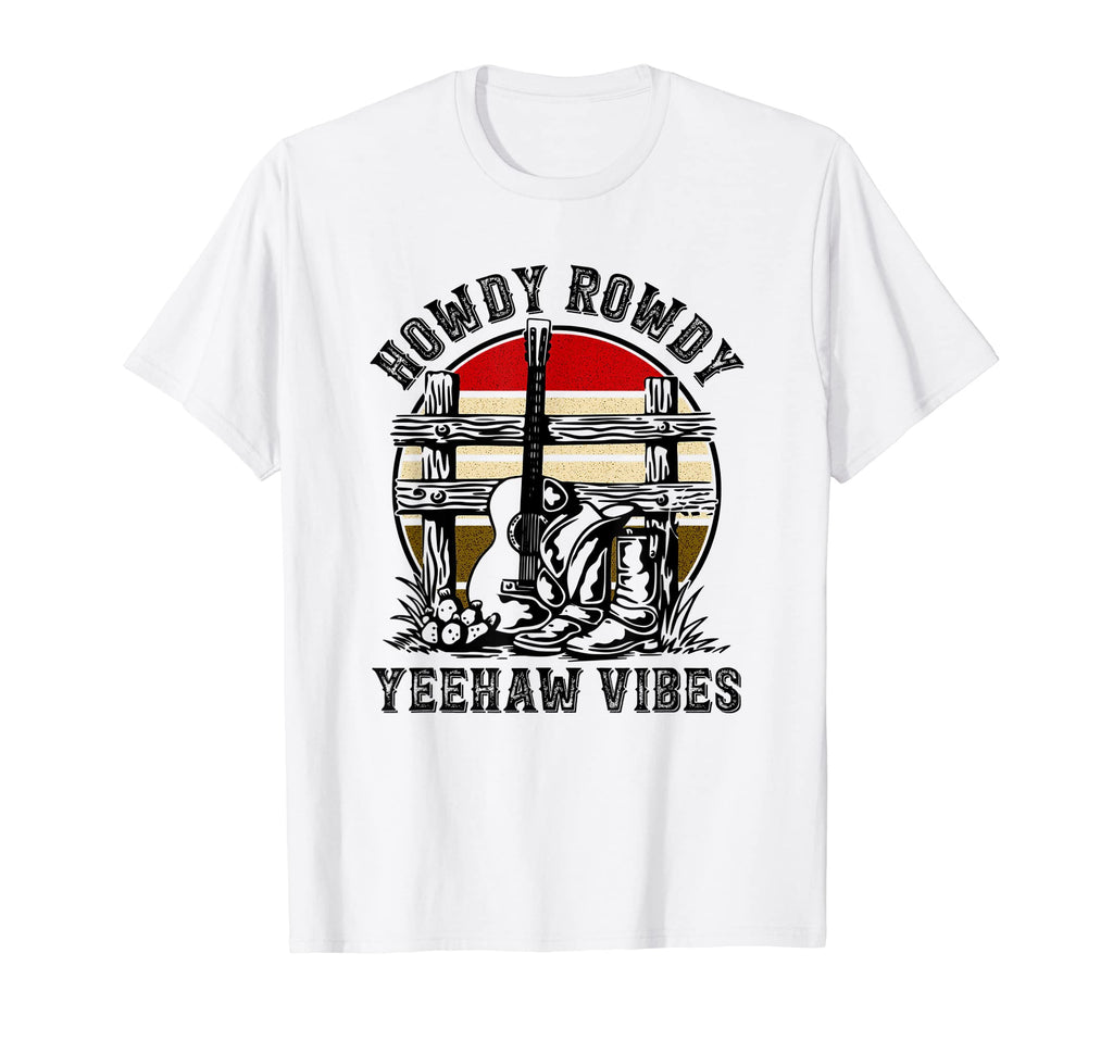 Howdy Rowdy Yeehaw Vibes Sunset Western T-Shirt - Trendy Graphic Men Women - T-Shirt, Sweatshirt, Hoodie