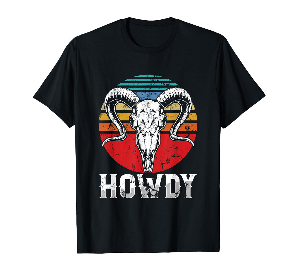 Howdy Bull Skull Cowboy America T-Shirt - Casual Everyday Wear for Adults - T-Shirt, Sweatshirt, Hoodie