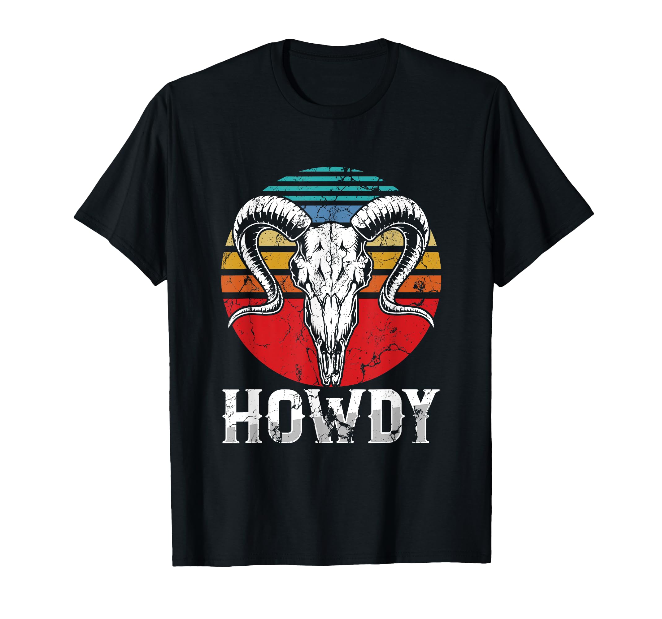 Howdy Bull Skull Cowboy America T-Shirt - Casual Everyday Wear for Adults - T-Shirt, Sweatshirt, Hoodie