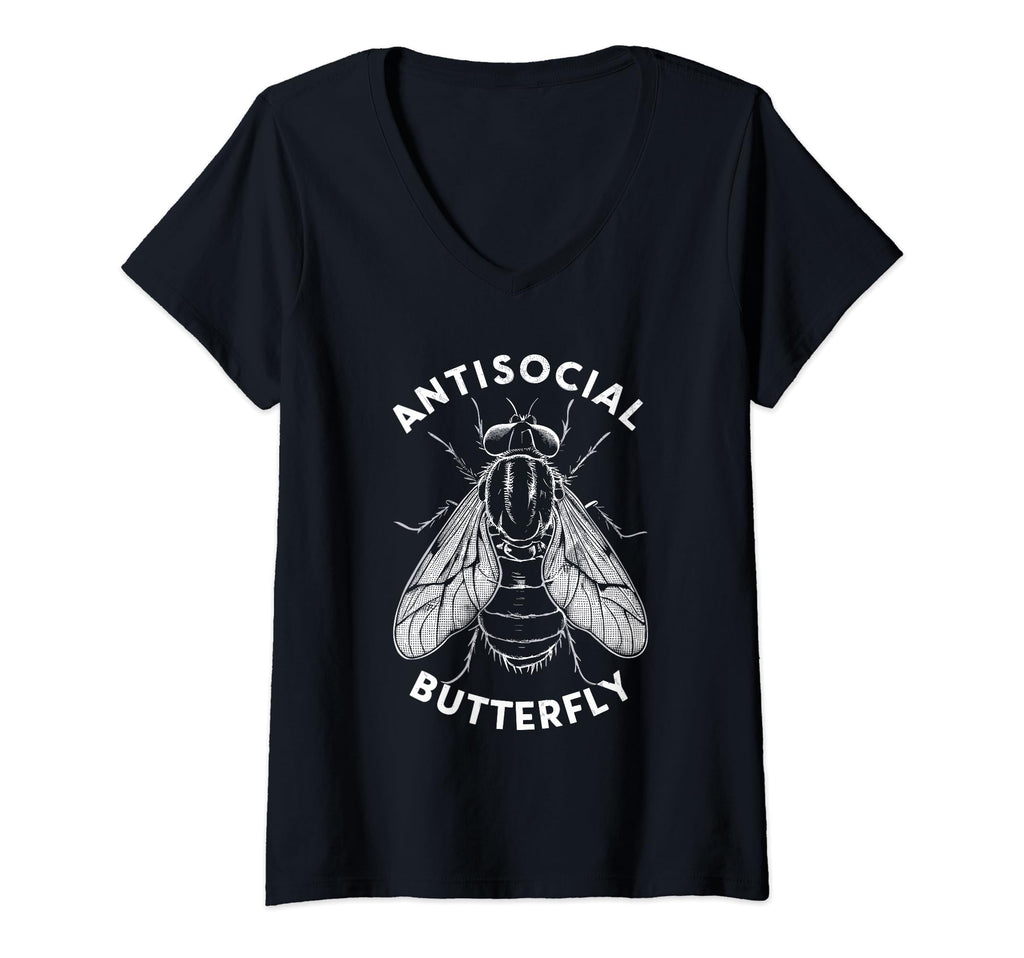 Womens Antisocial Butterfly Housefly T-Shirt - Minimalist Print Men Women - T-Shirt, Sweatshirt, Hoodie