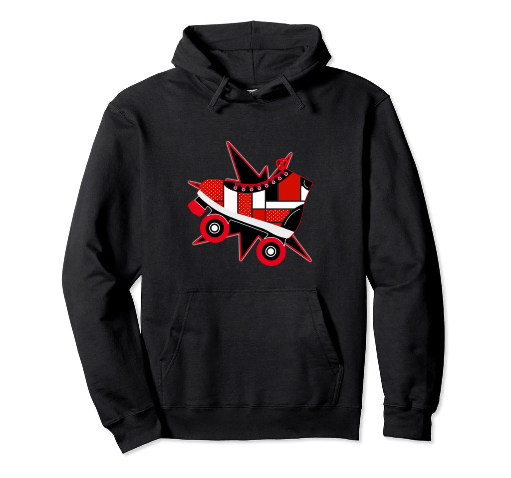 Block Art Red Black Roller Skating Hoodie - Fun Novelty Design Unisex - T-Shirt, Sweatshirt, Hoodie