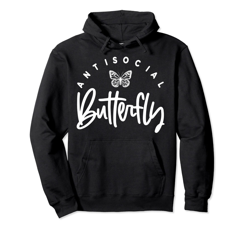 Antisocial Butterfly Introvert Hoodie - Casual Everyday Wear for Adults - T-Shirt, Sweatshirt, Hoodie
