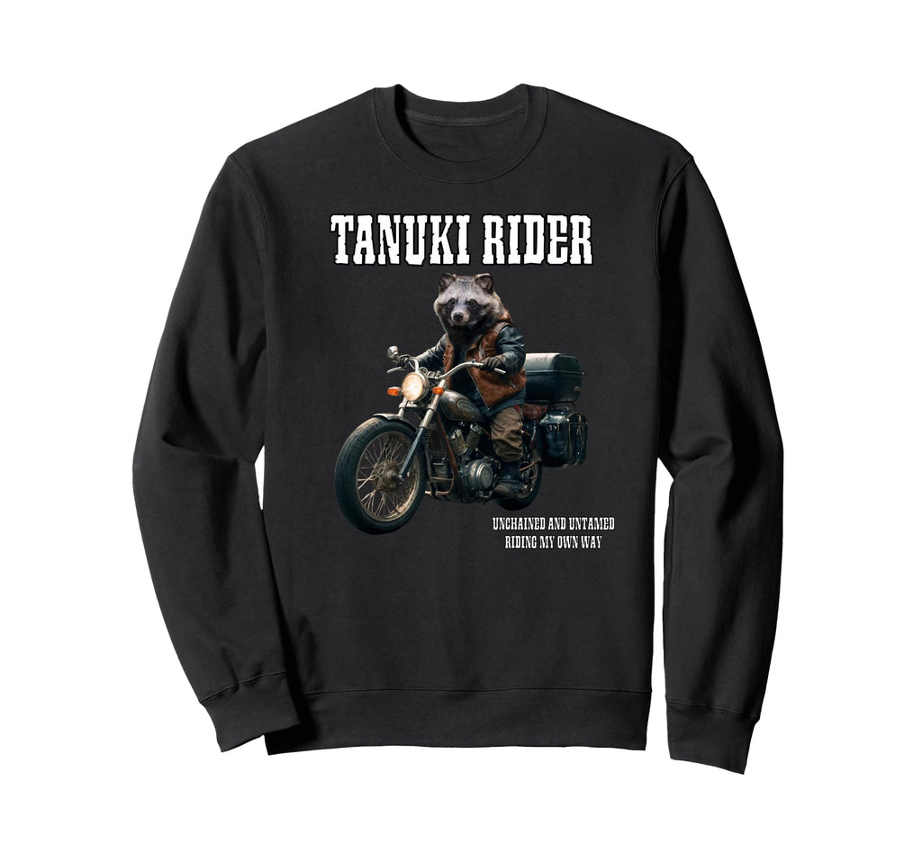 Tanuki Rider Motorcycle Japan Animal Sweatshirt - Unique Graphic Men Women - T-Shirt, Sweatshirt, Hoodie