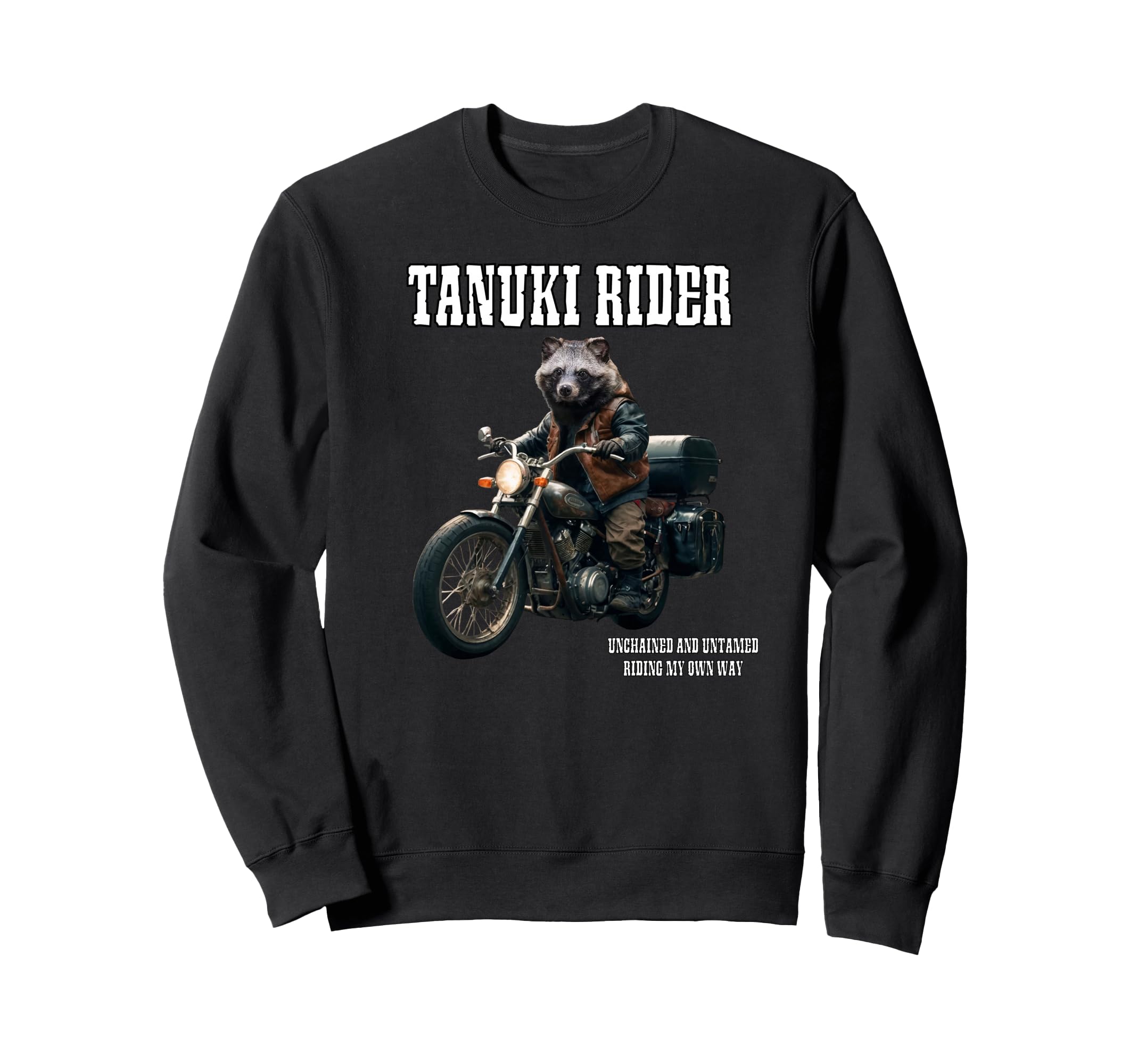 Tanuki Rider Motorcycle Japan Animal Sweatshirt - Unique Graphic Men Women - T-Shirt, Sweatshirt, Hoodie