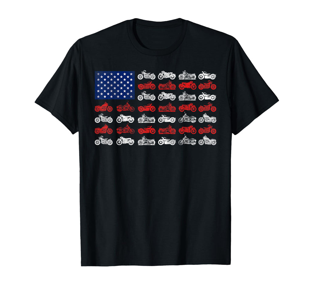 Motorcycle Biker American Flag T-Shirt - Unique Graphic for Adults - T-Shirt, Sweatshirt, Hoodie