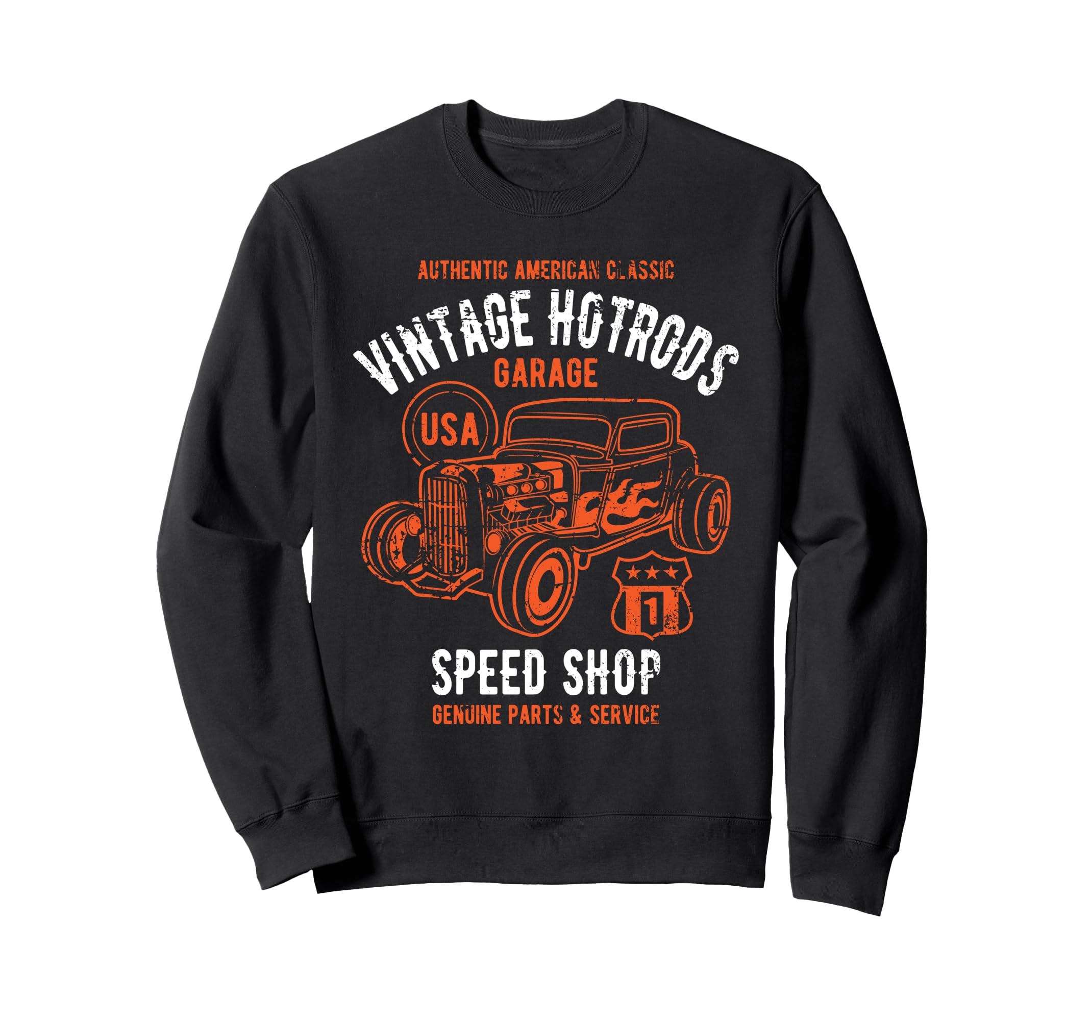 Speed Shop Hotrod Car Distressed Sweatshirt - Minimalist Print for Adults - T-Shirt, Sweatshirt, Hoodie