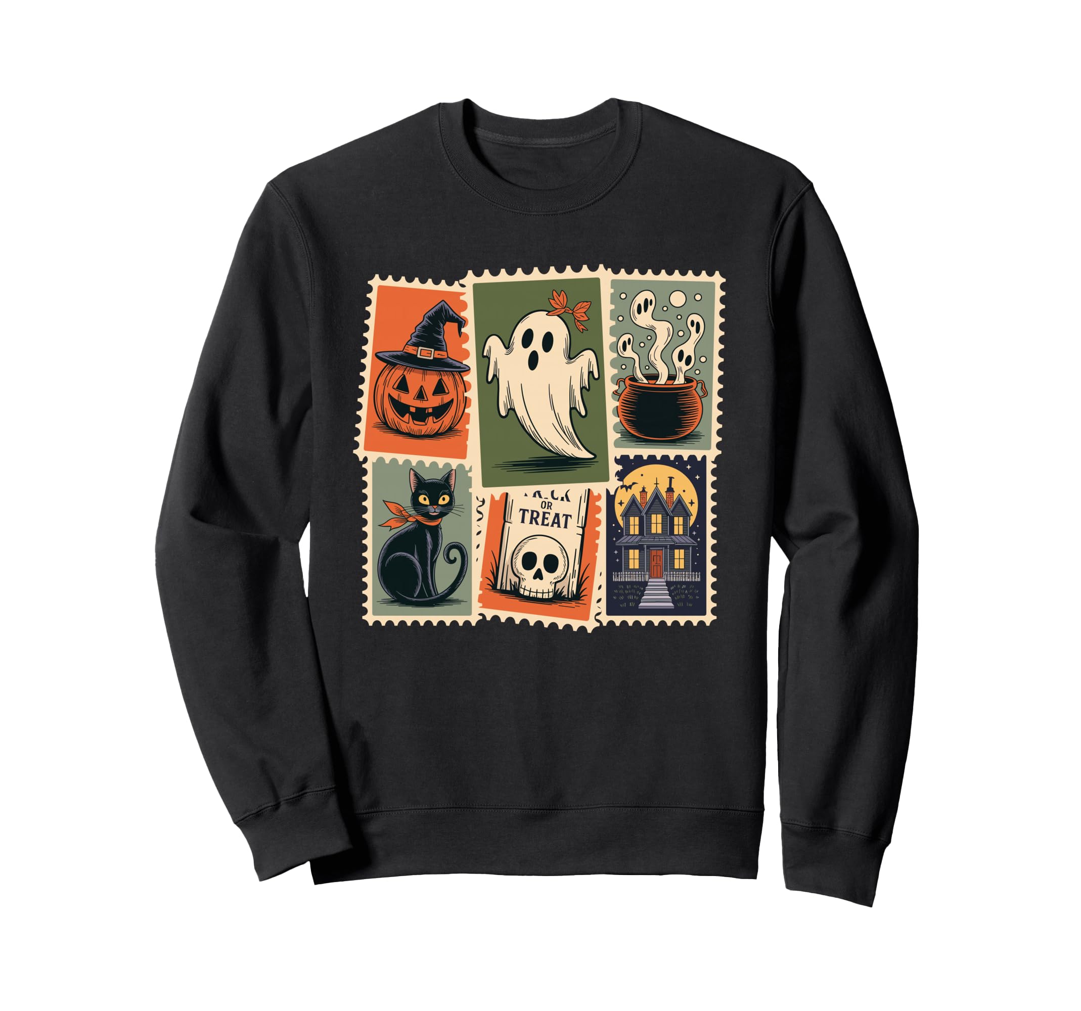 Halloween Postage Stamp Spooky Sweatshirt - Custom Art Print for Adults - T-Shirt, Sweatshirt, Hoodie