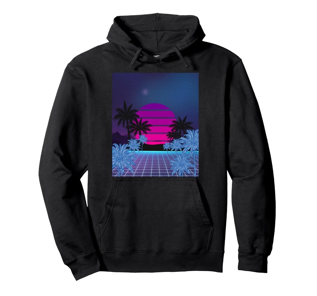 80S Vaporwave Palm Trees Sunset Hoodie - Aesthetic Graphic Unisex - T-Shirt, Sweatshirt, Hoodie
