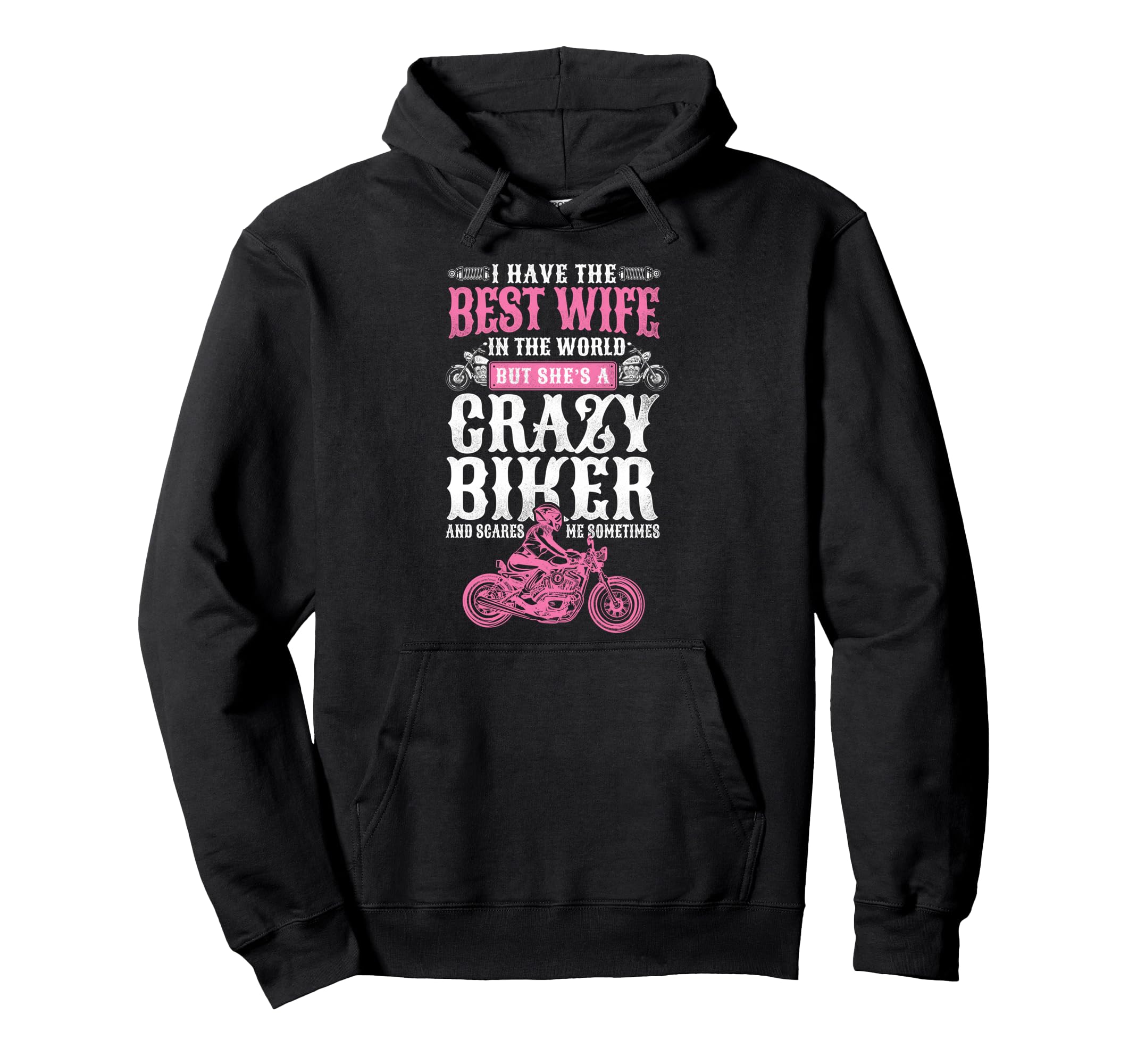 Motorcycle Biker Wife Husband Hoodie - Casual Everyday Wear Unisex - T-Shirt, Sweatshirt, Hoodie