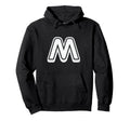 Bold Letter White M Outline Alphabet Hoodie - Aesthetic Graphic for Adults - T-Shirt, Sweatshirt, Hoodie
