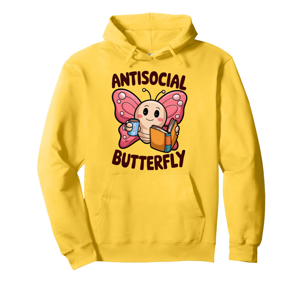 Groovy Anti Social Butterfly Ironic Funny Hoodie - Trendy Graphic Unisex - T-Shirt, Sweatshirt, Hoodie
