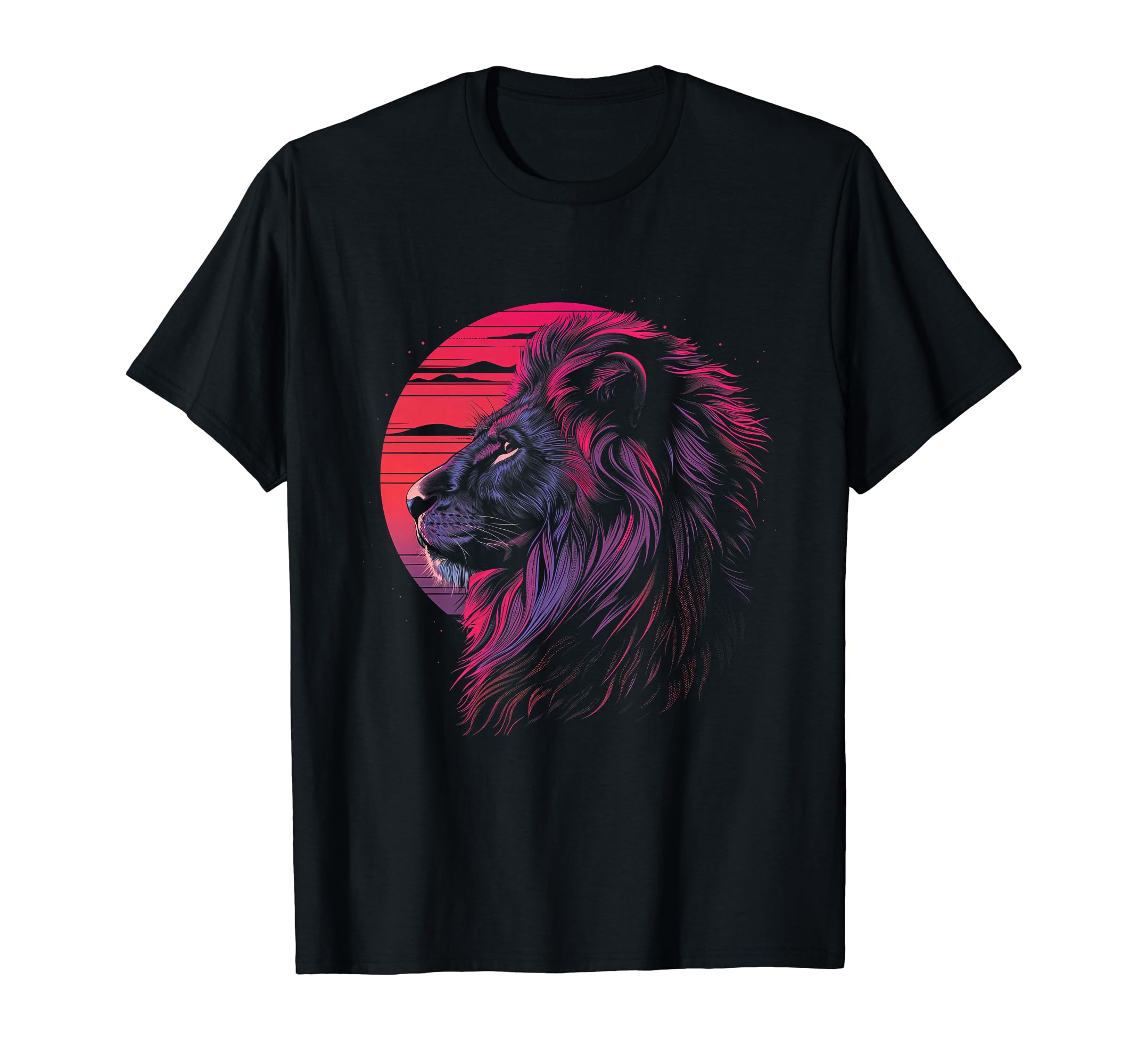 Lion Vaporwave Aesthetic Synthwave T-Shirt - Minimalist Print for Adults - T-Shirt, Sweatshirt, Hoodie