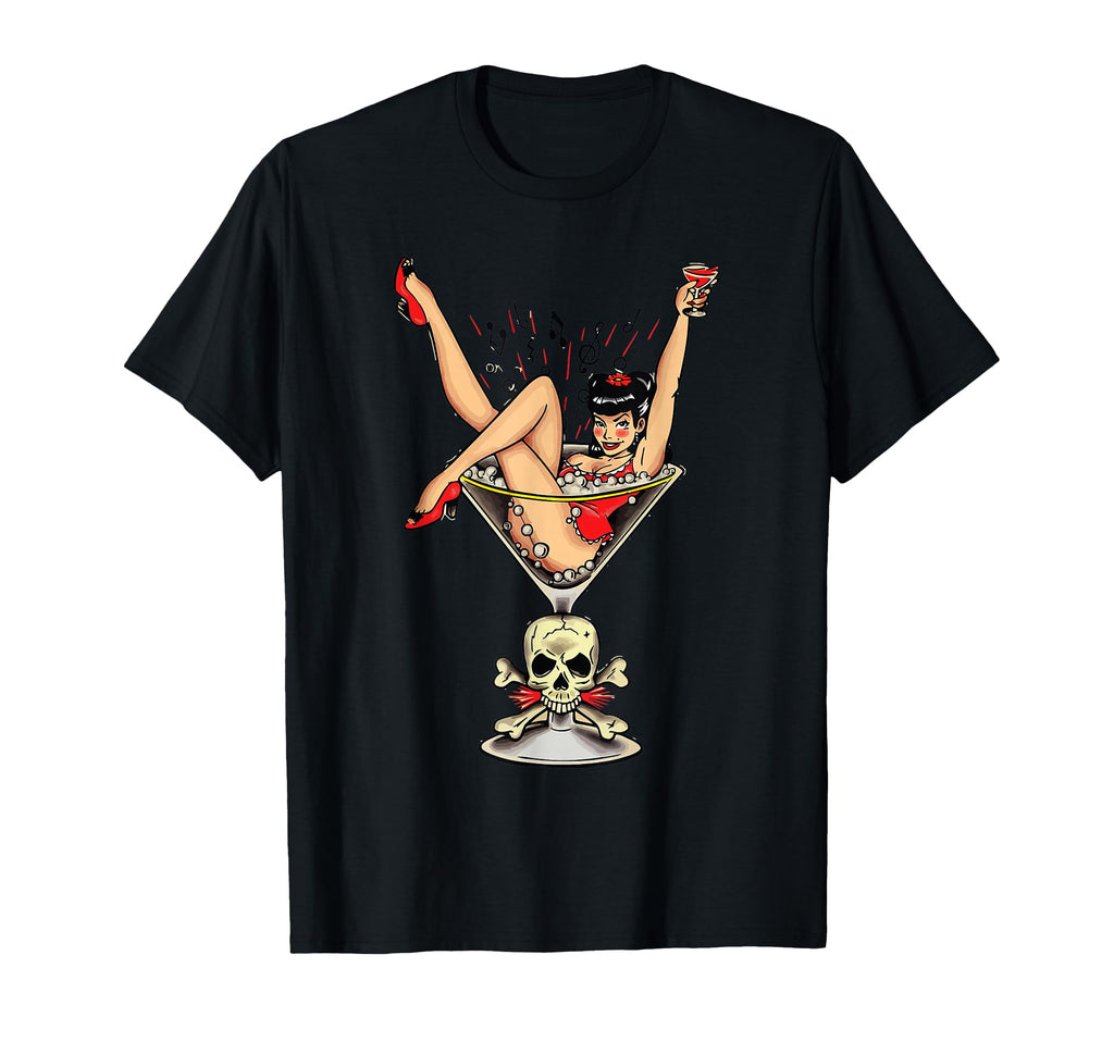 Pin Up Skull Goth Burlesque T-Shirt - Unique Graphic for Adults - T-Shirt, Sweatshirt, Hoodie