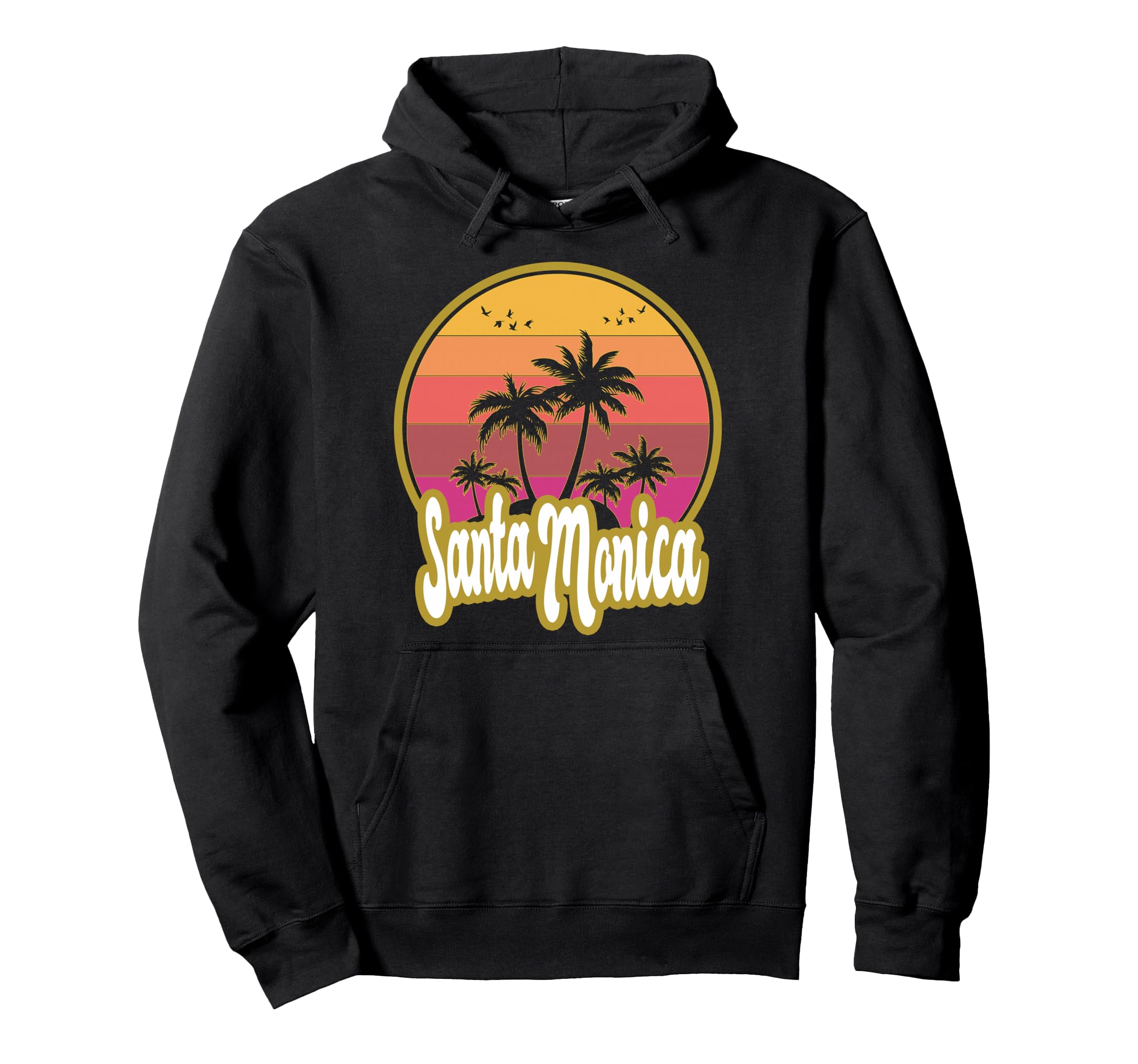 Santa Monica California Beach Sunset Hoodie - Aesthetic Graphic Men Women - T-Shirt, Sweatshirt, Hoodie