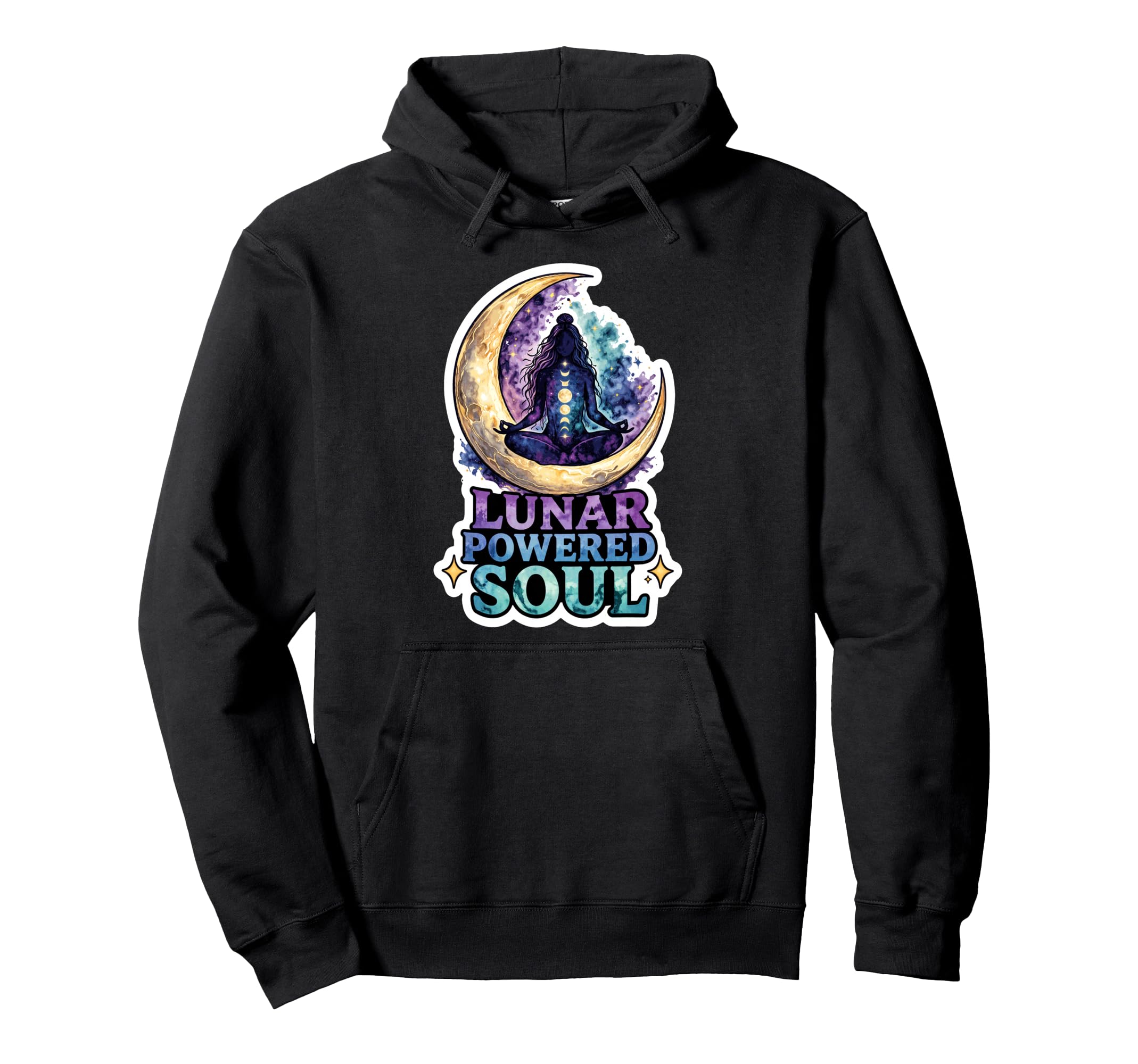 Moon Meditation Lunar Mindfulness Spiritual Hoodie - Graphic Print Unisex - T-Shirt, Sweatshirt, Hoodie