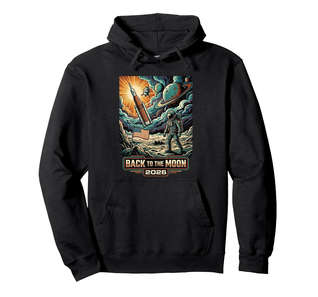 Back To Moon 2026 Funny Astronaut Hoodie - Aesthetic Graphic for Adults - T-Shirt, Sweatshirt, Hoodie