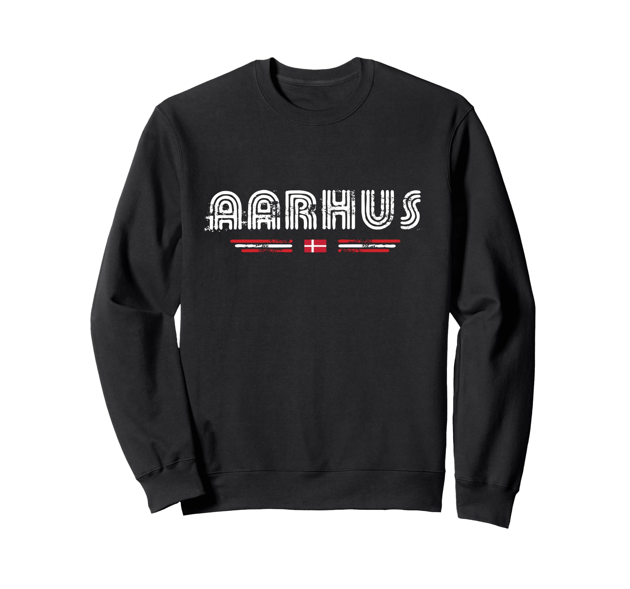 Aarhus Denmark 70S 80S Type Flag Sweatshirt - Novelty Apparel Unisex - T-Shirt, Sweatshirt, Hoodie