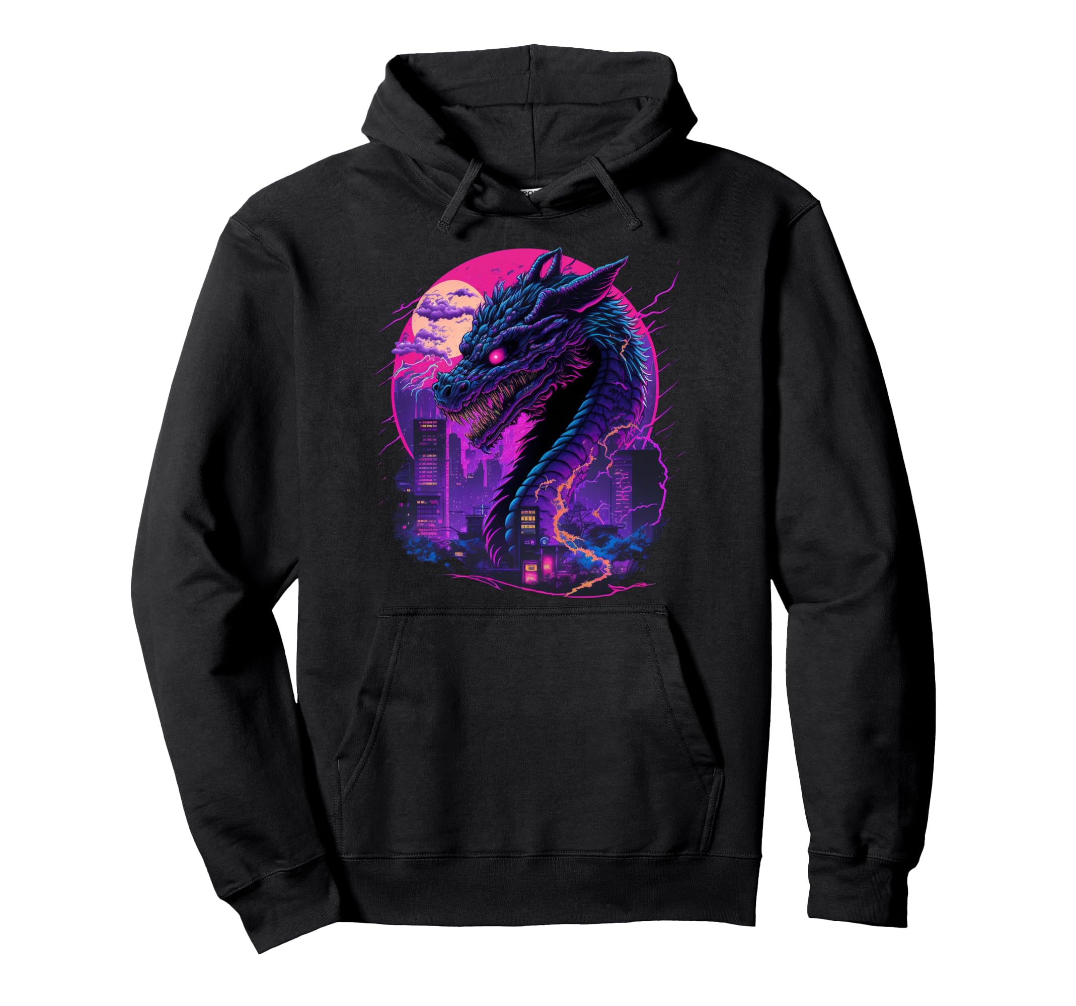 Dragon Vaporwave Synthwave 80S Hoodie - Unique Graphic Unisex - T-Shirt, Sweatshirt, Hoodie