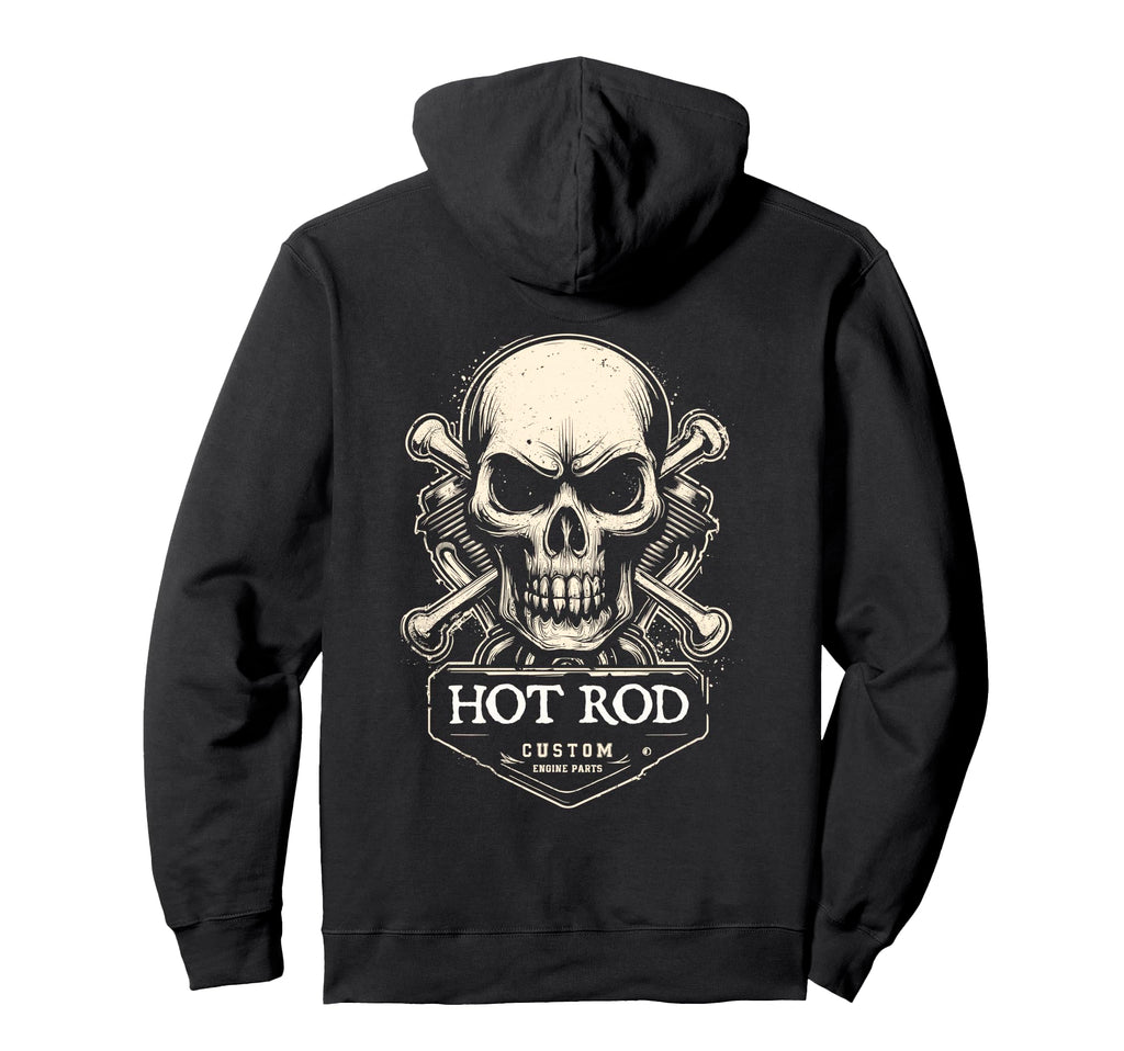 Skull Biker Motorcycle Mechanical Biker Hoodie - Unique Graphic Unisex - T-Shirt, Sweatshirt, Hoodie