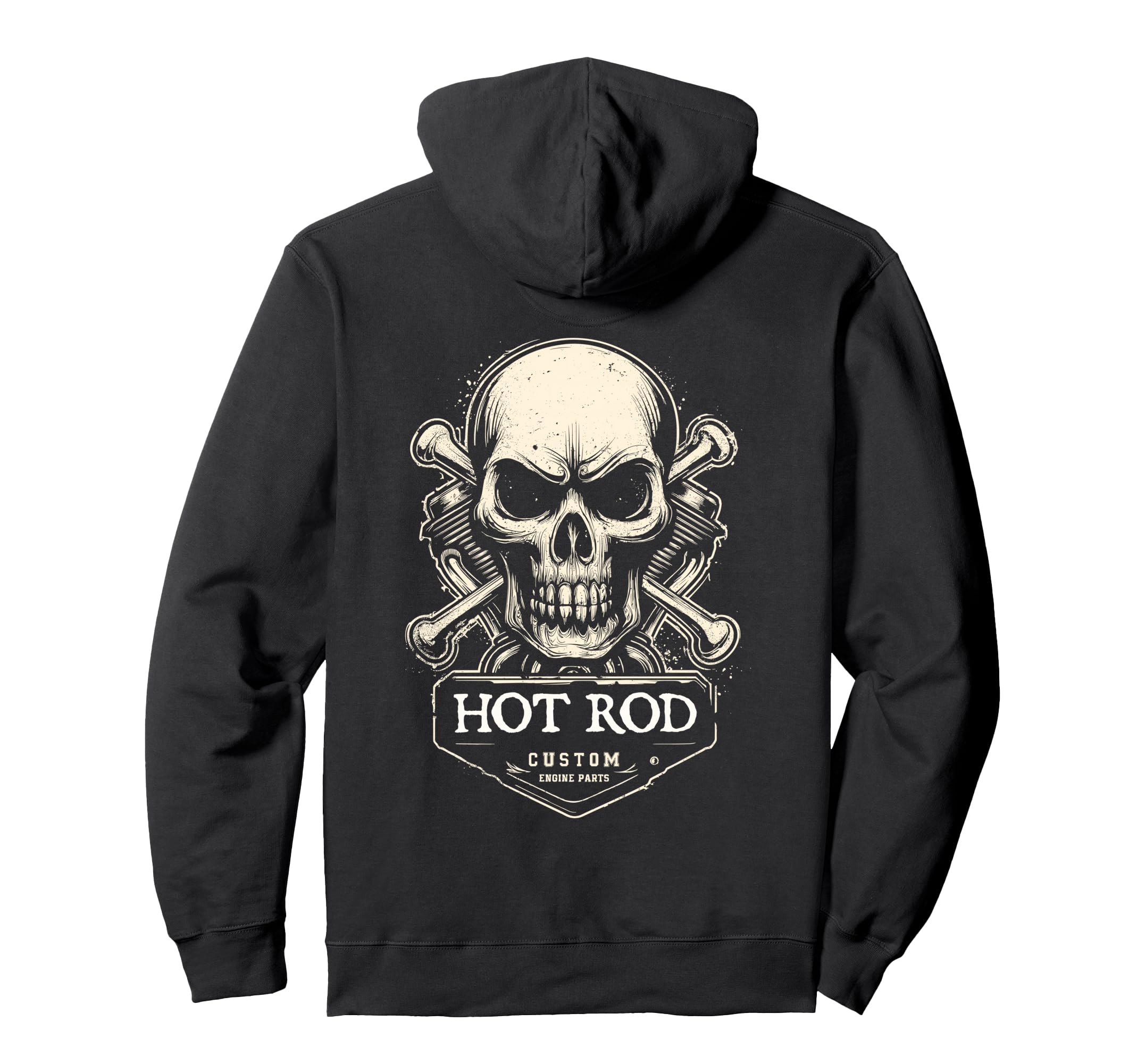 Skull Biker Motorcycle Mechanical Biker Hoodie - Unique Graphic Unisex - T-Shirt, Sweatshirt, Hoodie
