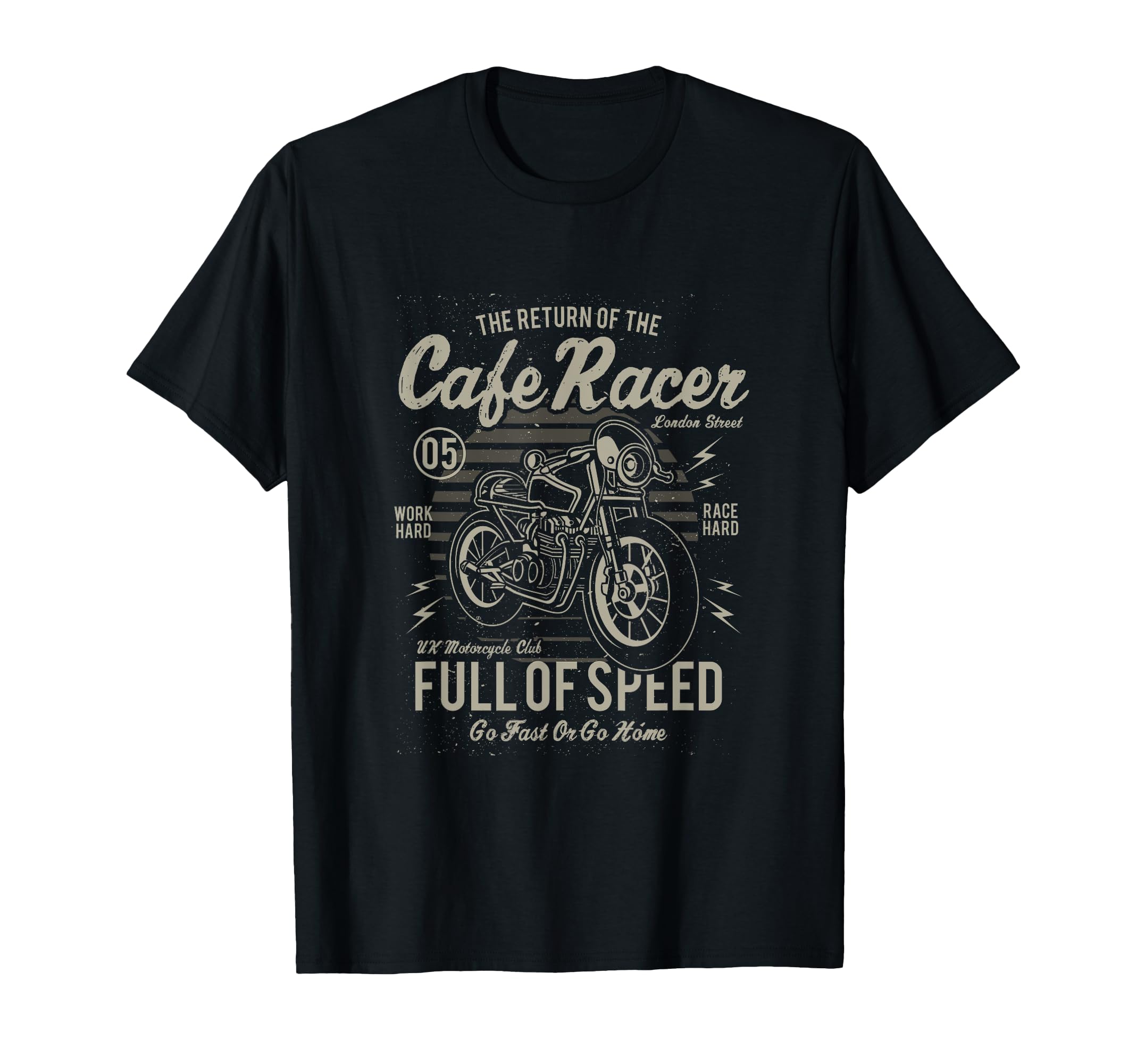 Cafe Racer Full Speed Motorcycle T-Shirt - Streetwear Style for Adults - T-Shirt, Sweatshirt, Hoodie