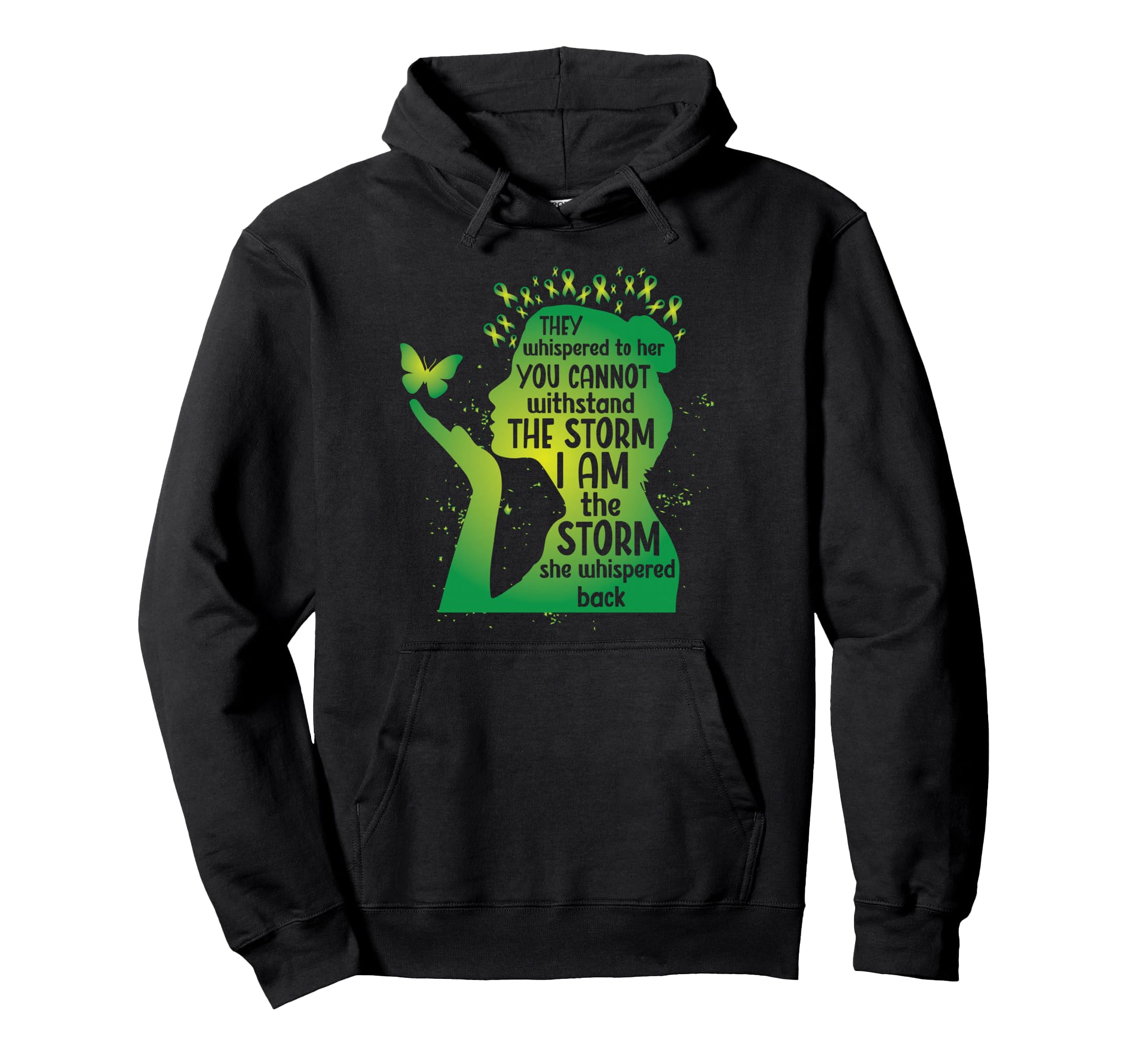 Green Awareness Ribbon Butterfly Hoodie - Aesthetic Graphic Men Women - T-Shirt, Sweatshirt, Hoodie