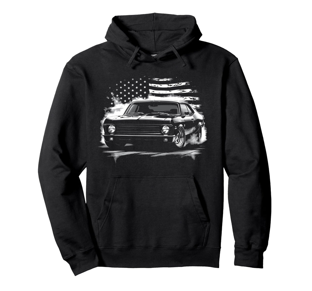 1970 Nova Ss American Flag Silhouette Hoodie - Unique Graphic Men Women - T-Shirt, Sweatshirt, Hoodie