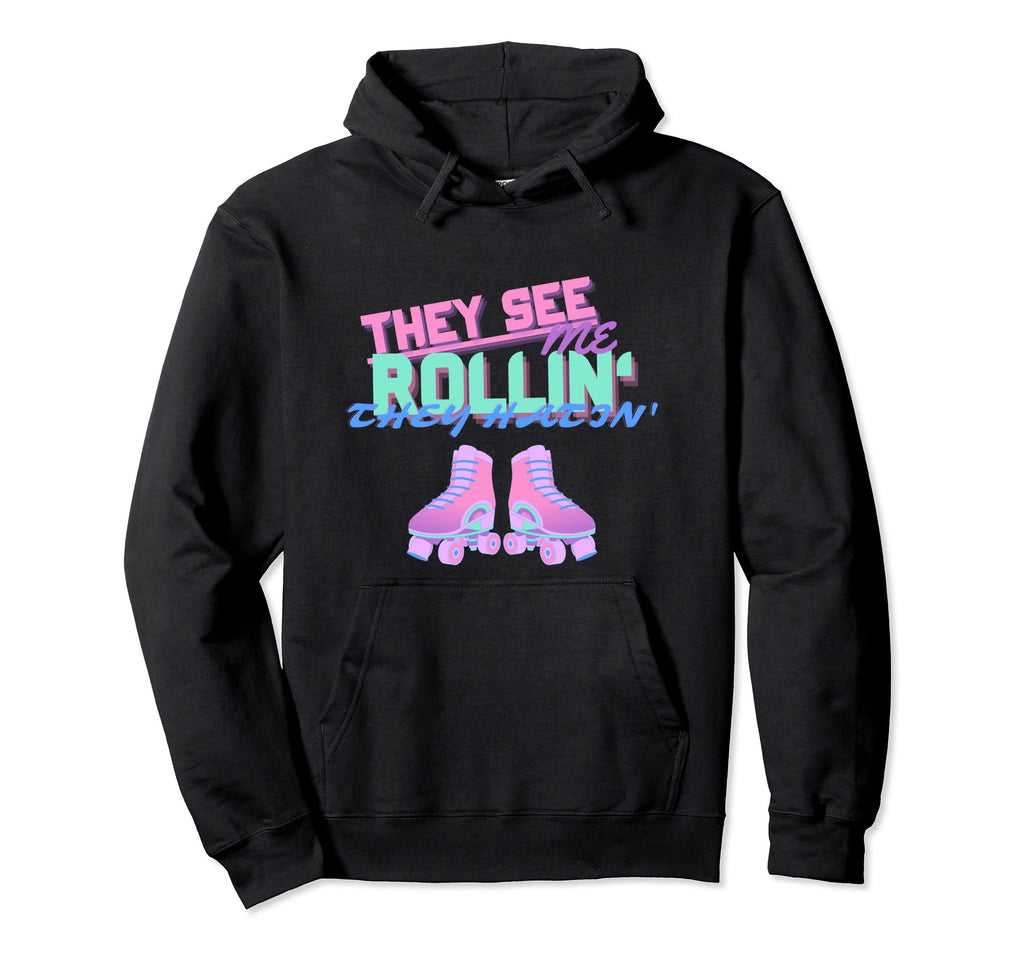 Roller Skate Funny 70S 80S Skating Disco Hoodie - Minimalist Print Unisex - T-Shirt, Sweatshirt, Hoodie