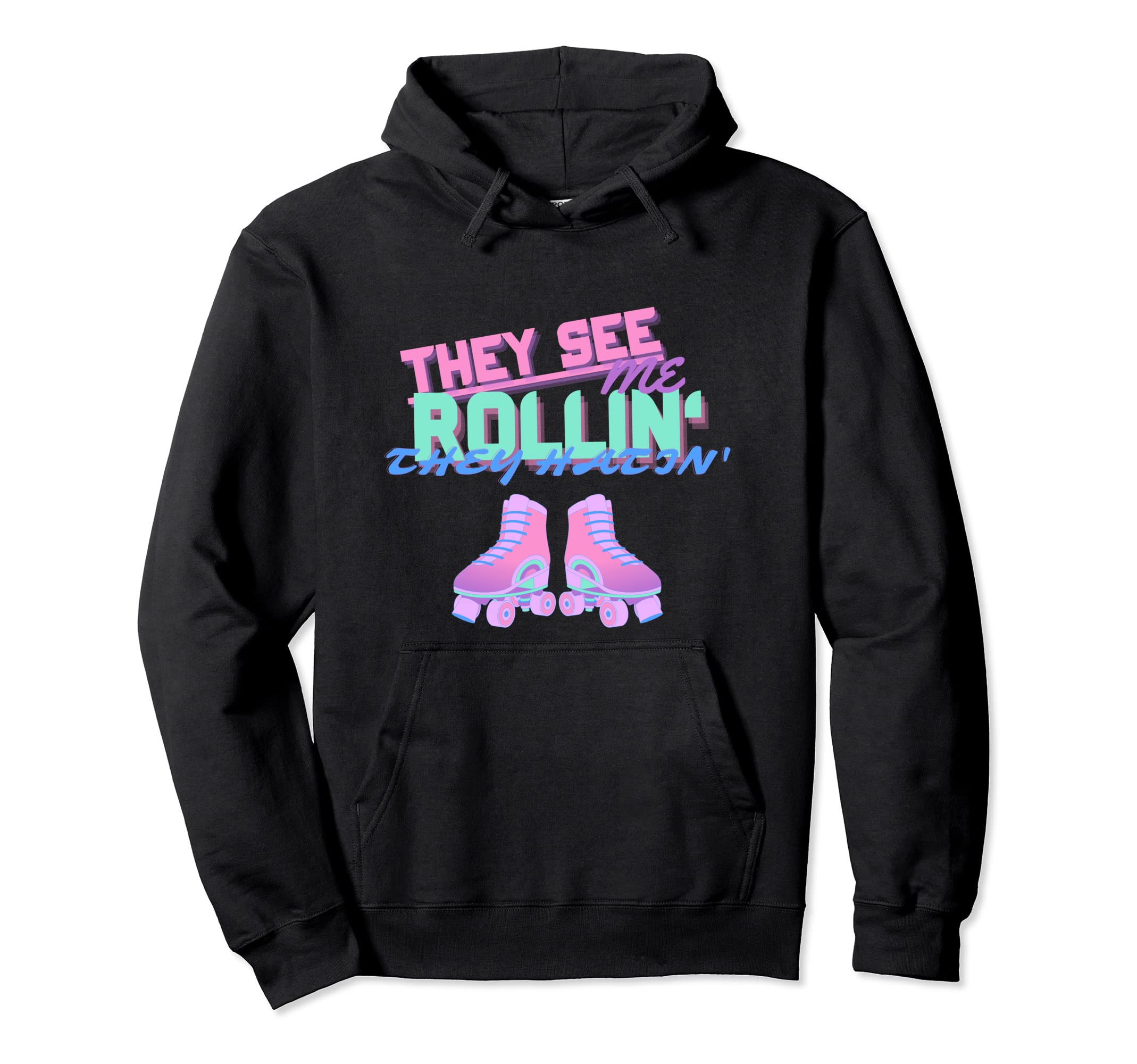 Roller Skate Funny 70S 80S Skating Disco Hoodie - Minimalist Print Unisex - T-Shirt, Sweatshirt, Hoodie
