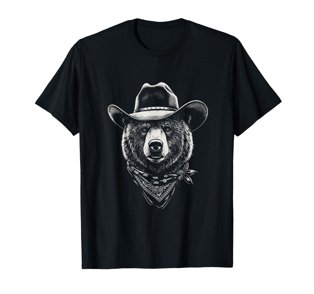 Cowboy Bear Portrait Western T-Shirt - Casual Everyday Wear for Adults - T-Shirt, Sweatshirt, Hoodie