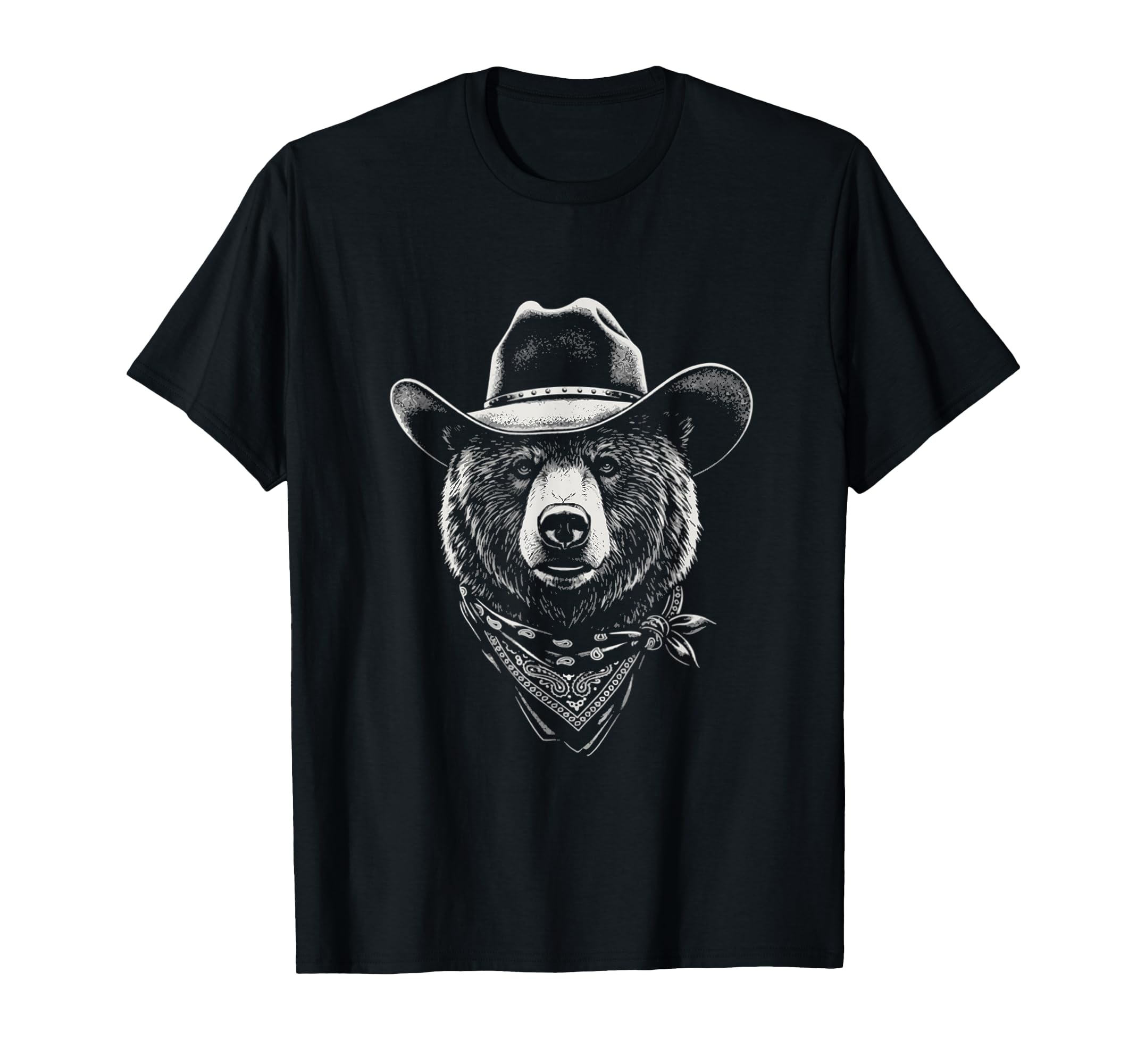 Cowboy Bear Portrait Western T-Shirt - Casual Everyday Wear for Adults - T-Shirt, Sweatshirt, Hoodie