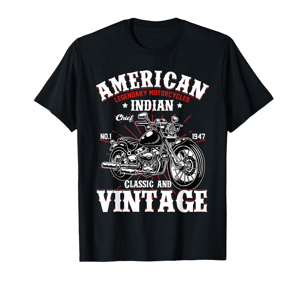 Old Biker American Motorcycle Indian T-Shirt - Graphic Print for Adults - T-Shirt, Sweatshirt, Hoodie