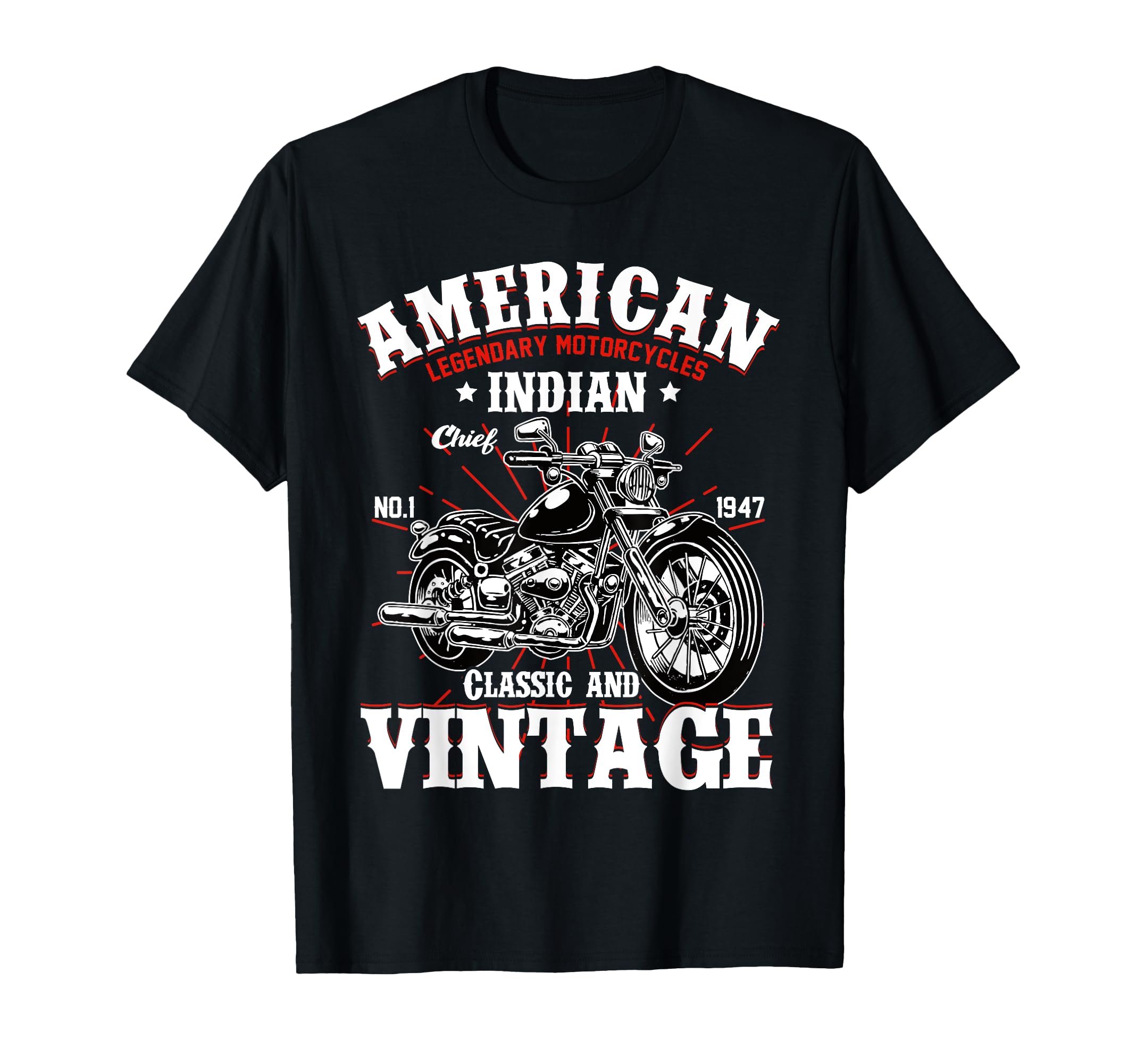 Old Biker American Motorcycle Indian T-Shirt - Graphic Print for Adults - T-Shirt, Sweatshirt, Hoodie