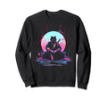 Synthwave Cat Samurai Mediation Sweatshirt - Custom Art Print for Adults - T-Shirt, Sweatshirt, Hoodie