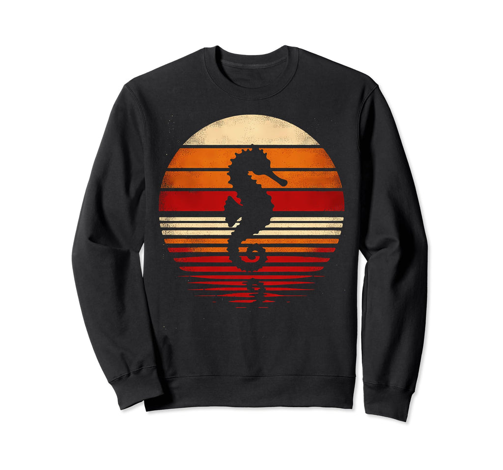 Seahorse Sunset Safari 70S Sweatshirt - Aesthetic Graphic for Adults - T-Shirt, Sweatshirt, Hoodie