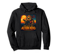 Action Hero Sloth Warrior 80S Synthwave Hoodie - Graphic Print Unisex - T-Shirt, Sweatshirt, Hoodie