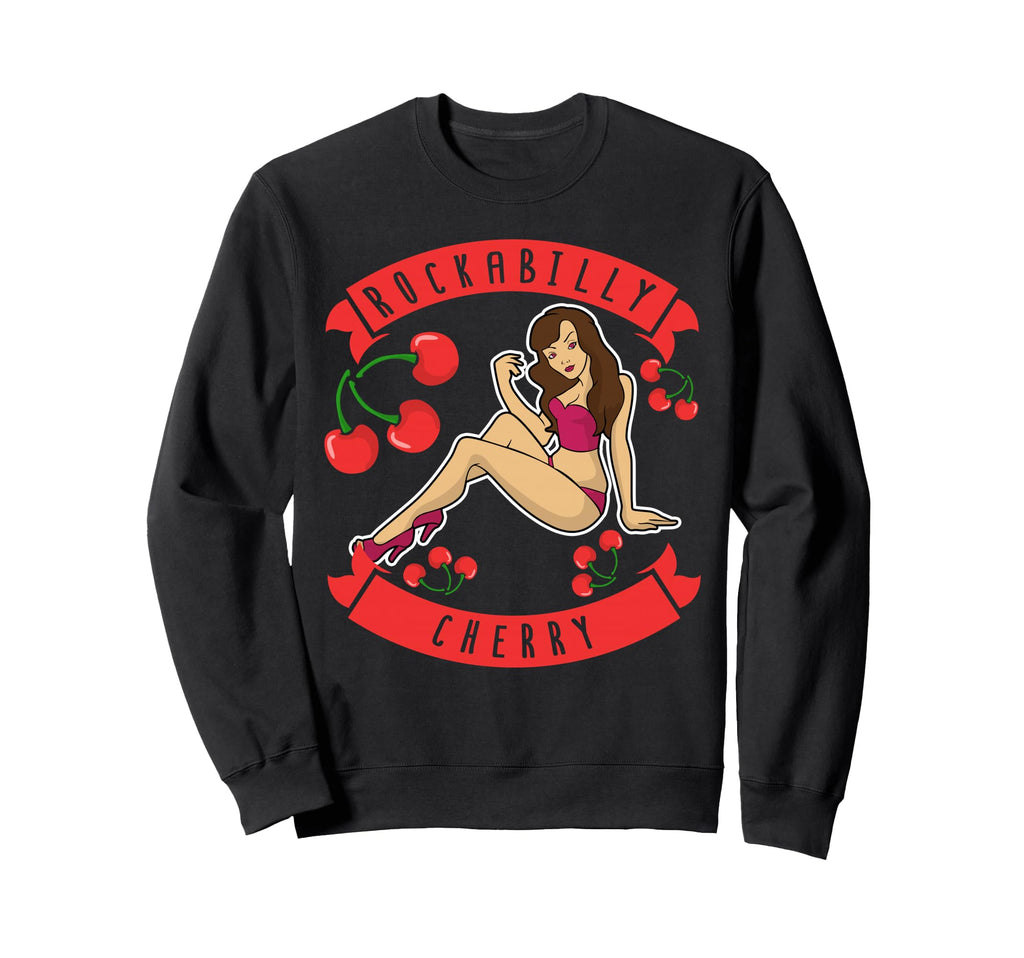 Rockabilly Cherry Rock N Roll Pin Sweatshirt - Custom Art Print Men Women - T-Shirt, Sweatshirt, Hoodie