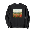 Countryside Poppies Landscape Sweatshirt - Minimalist Print Unisex - T-Shirt, Sweatshirt, Hoodie