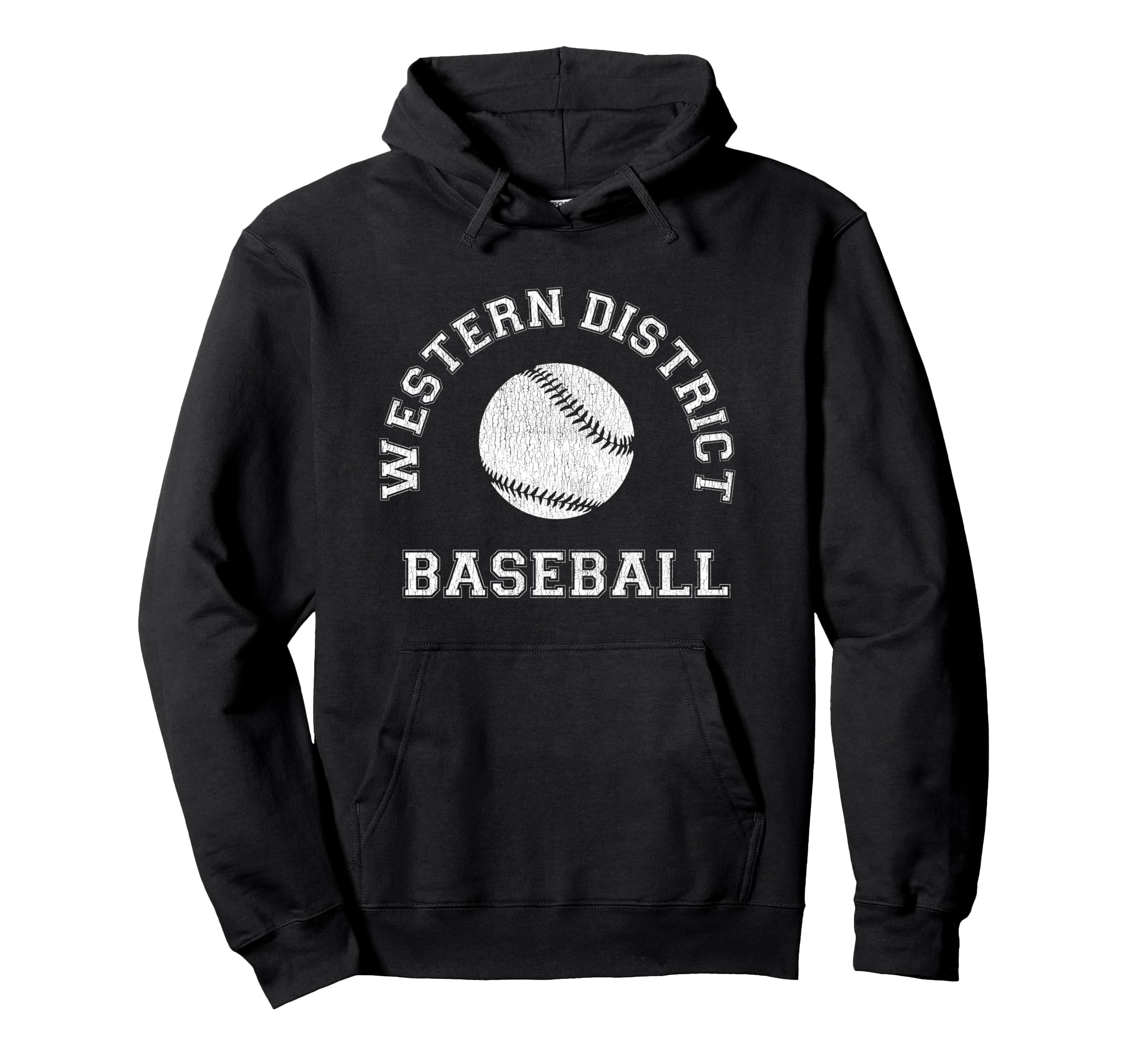 Western District Baseball Distressed Hoodie - Custom Art Print Men Women - T-Shirt, Sweatshirt, Hoodie