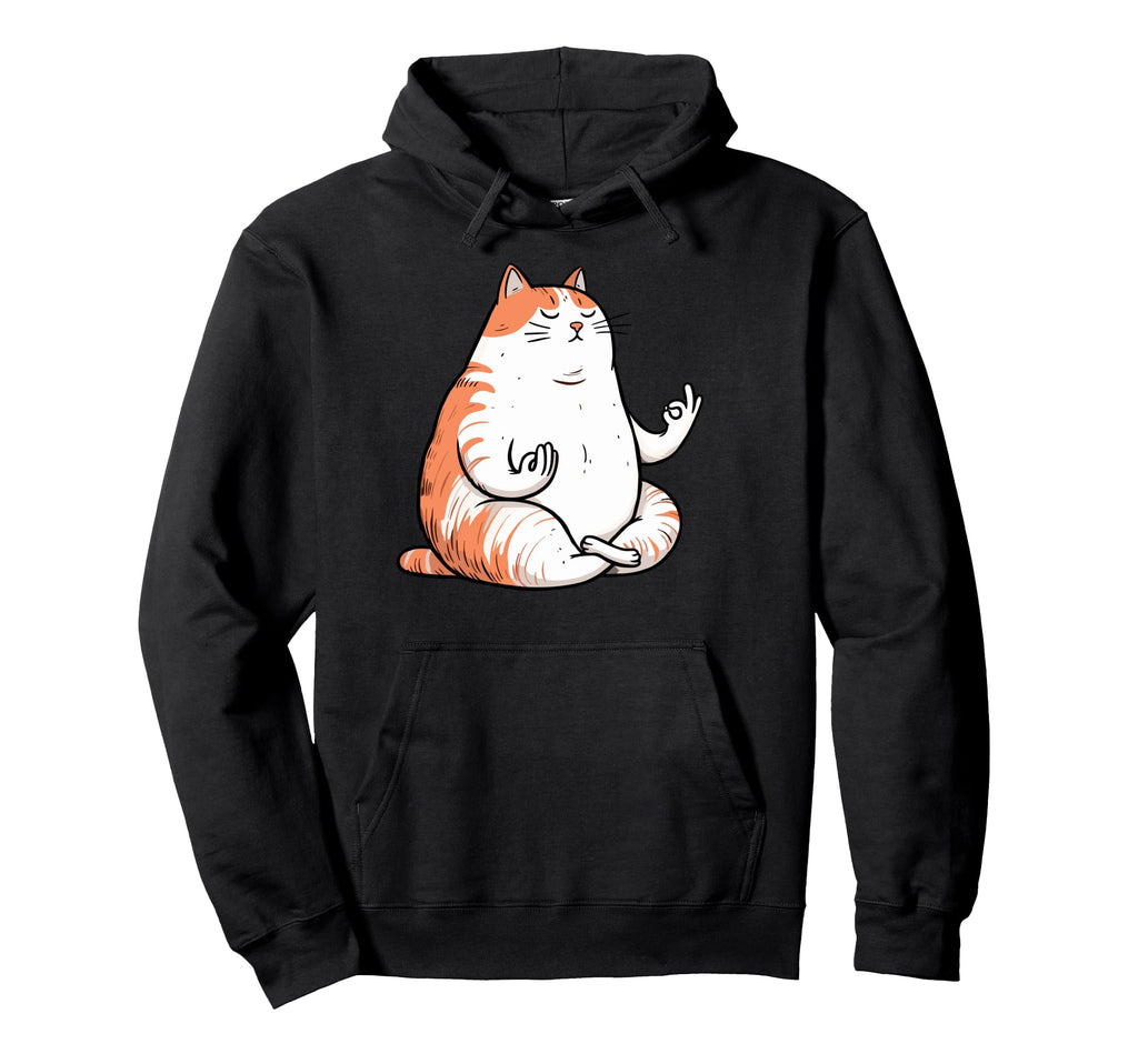 Meditation Cat Yoga Pose Relaxing Animal Hoodie - Novelty Apparel Men Women - T-Shirt, Sweatshirt, Hoodie