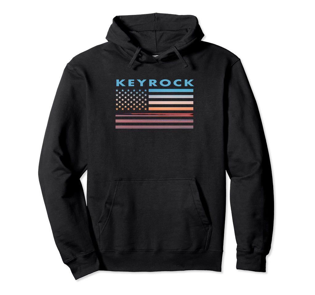 Sunset American Flag Keyrock West Hoodie - Novelty Apparel for Adults - T-Shirt, Sweatshirt, Hoodie