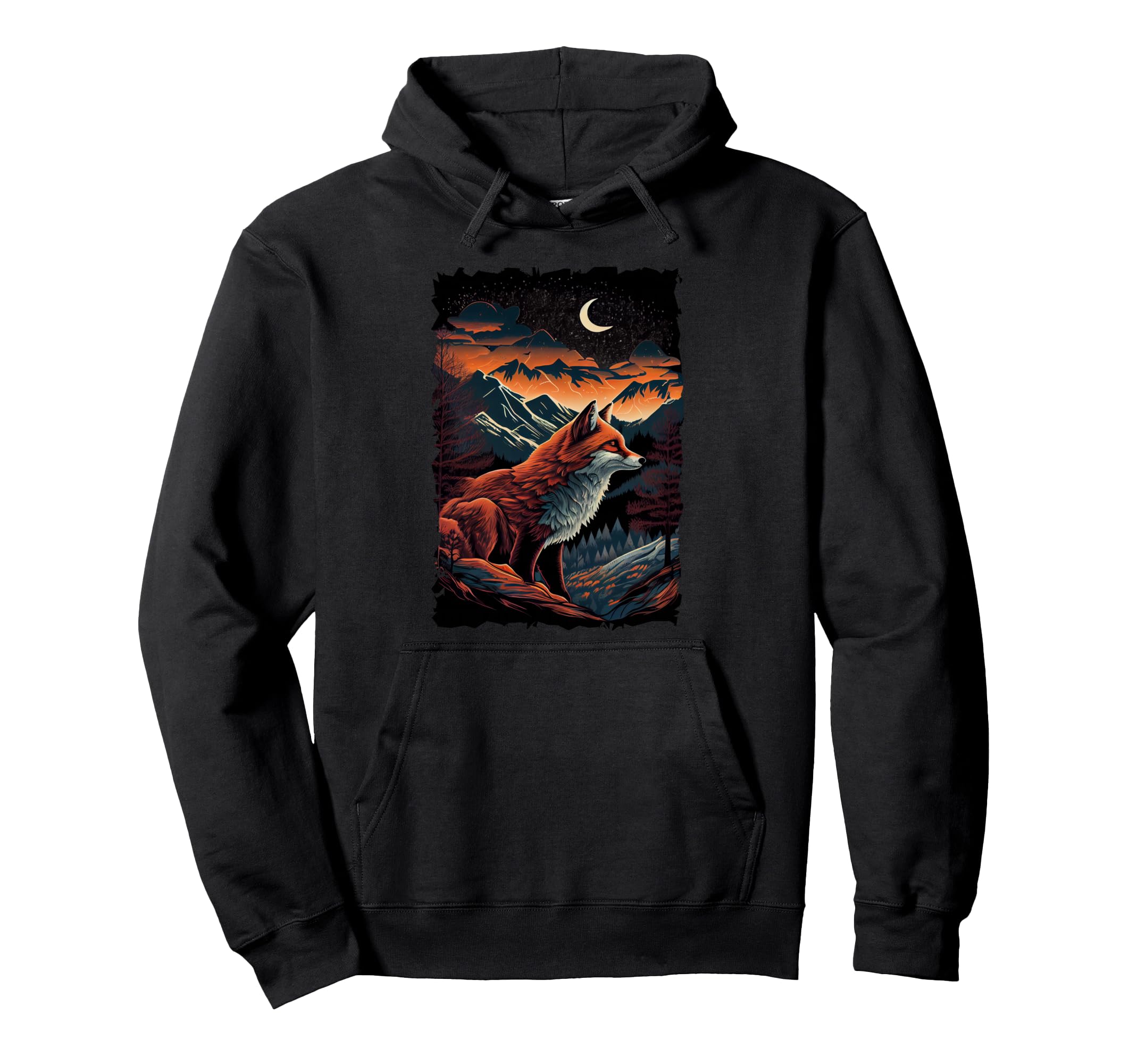 Fox Silhouette Mountain Sunset Wildlife Hoodie - Streetwear Style Unisex - T-Shirt, Sweatshirt, Hoodie