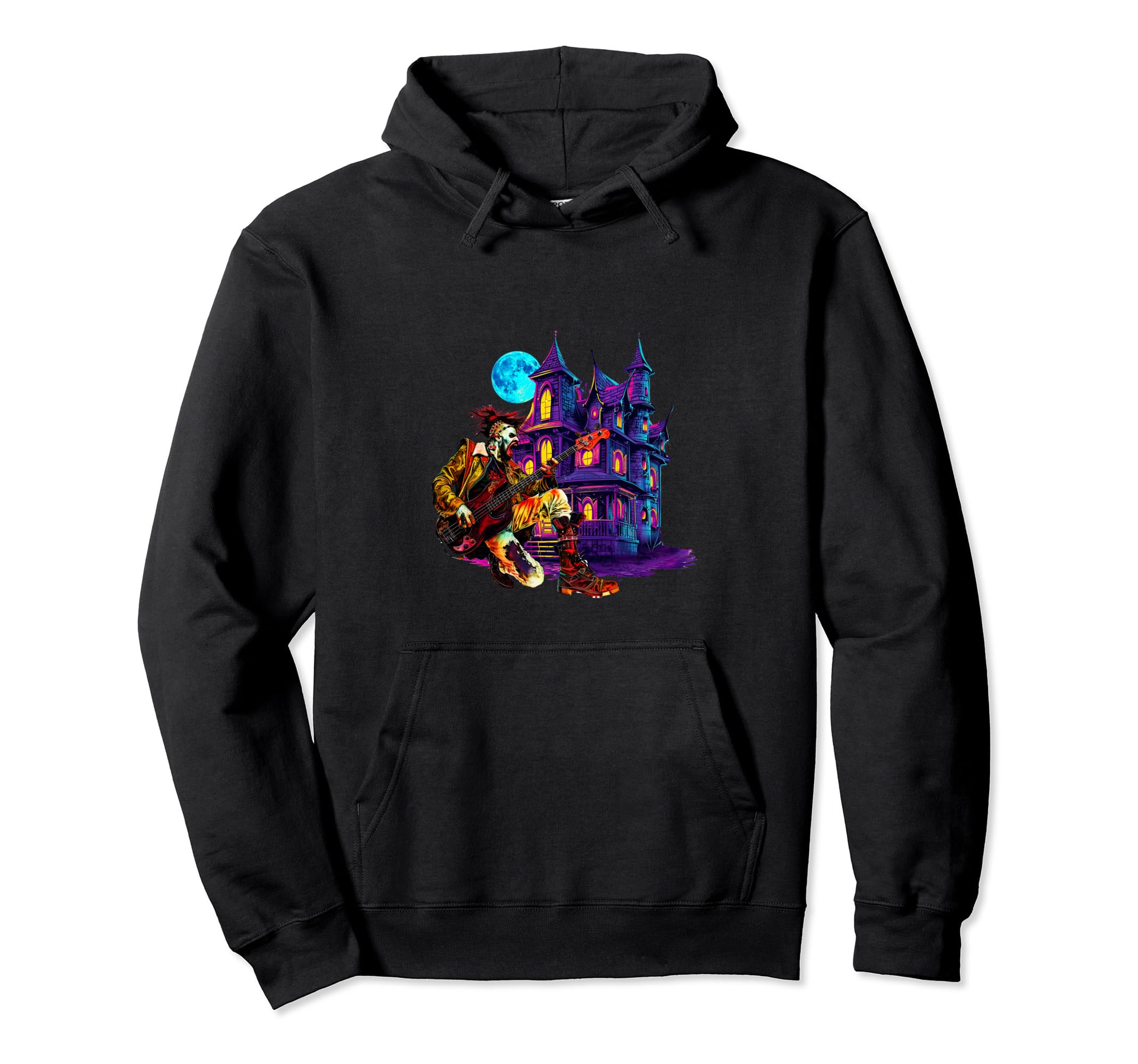 80S 90S Streetwear Rocker Zombie Bass Guitar Hoodie - Unique Graphic Unisex - T-Shirt, Sweatshirt, Hoodie