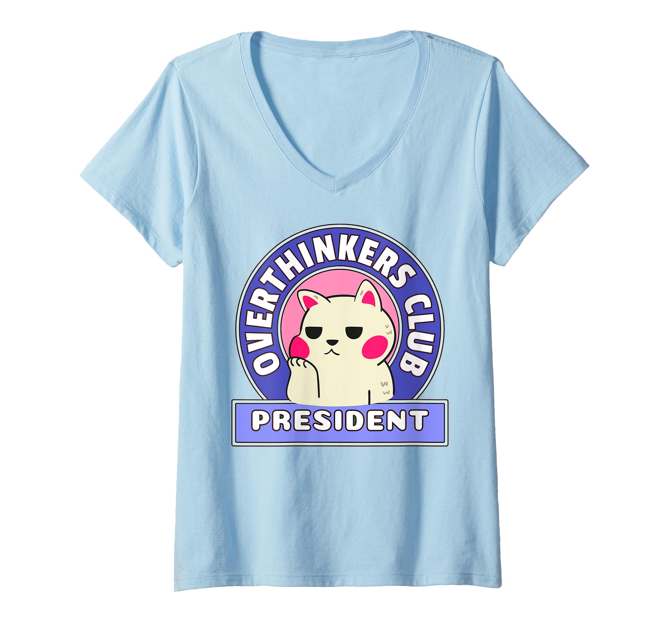 Womens Overthinking Funny Cat T-Shirt - Minimalist Print Unisex - T-Shirt, Sweatshirt, Hoodie
