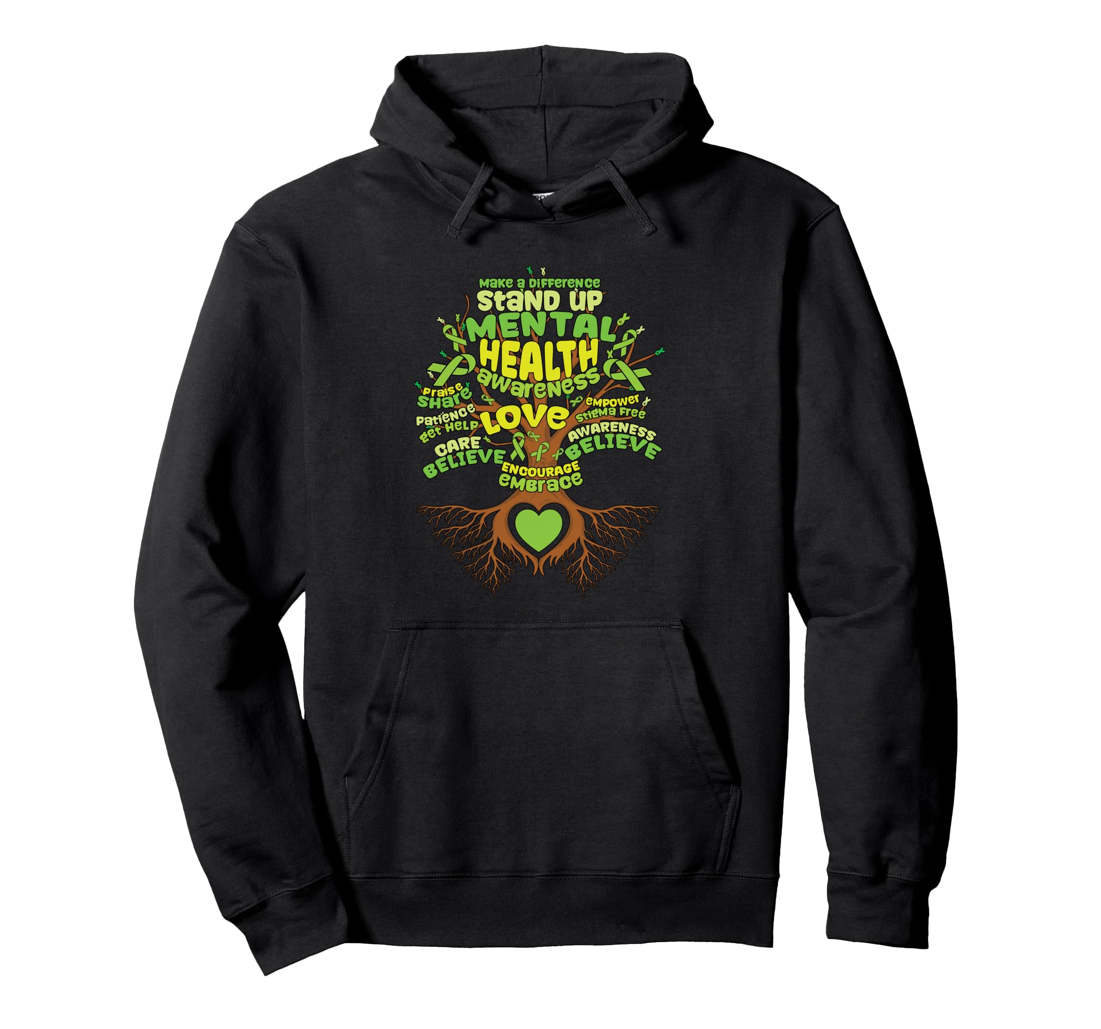Word Cloud Tree Green May Mental Hoodie - Fun Novelty Design for Adults - T-Shirt, Sweatshirt, Hoodie