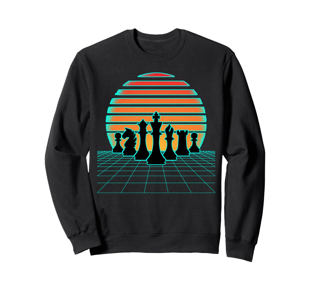 Retrowave Chess Pieces Aesthetic 80S Sweatshirt - Streetwear Style Unisex - T-Shirt, Sweatshirt, Hoodie