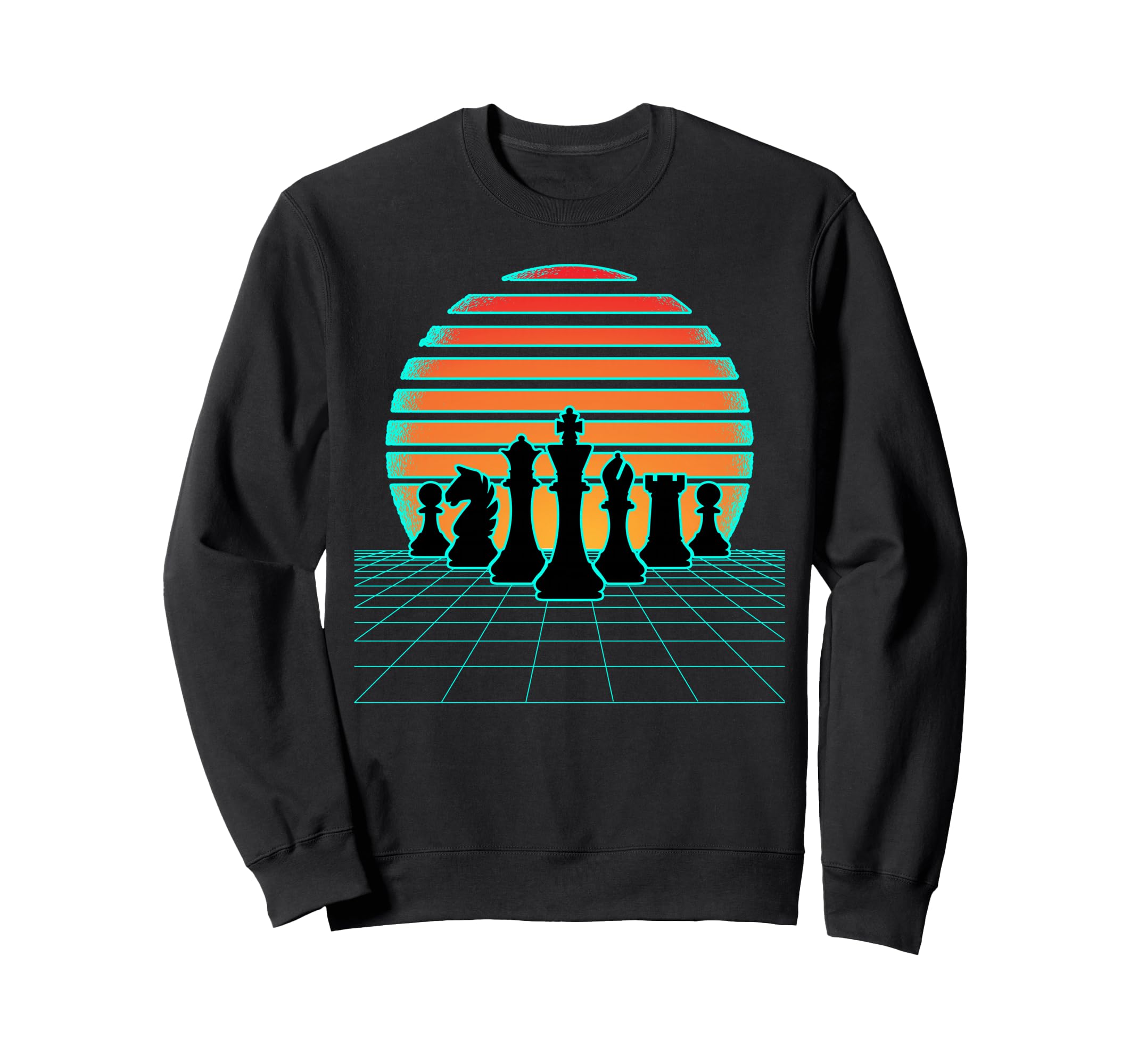 Retrowave Chess Pieces Aesthetic 80S Sweatshirt - Streetwear Style Unisex - T-Shirt, Sweatshirt, Hoodie