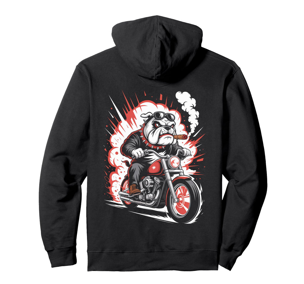 Dog Biker Riding Motorcycle Outfit Hoodie - Novelty Apparel Men Women - T-Shirt, Sweatshirt, Hoodie